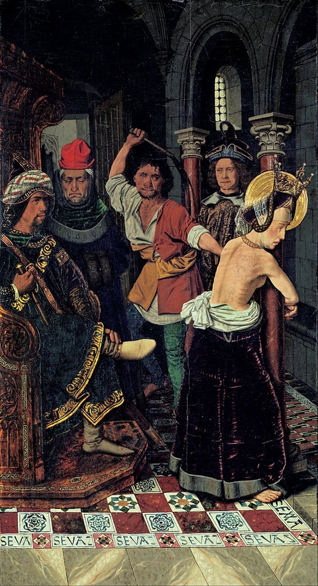 The Flagellation of St Engracia by Bartolome Bermejo