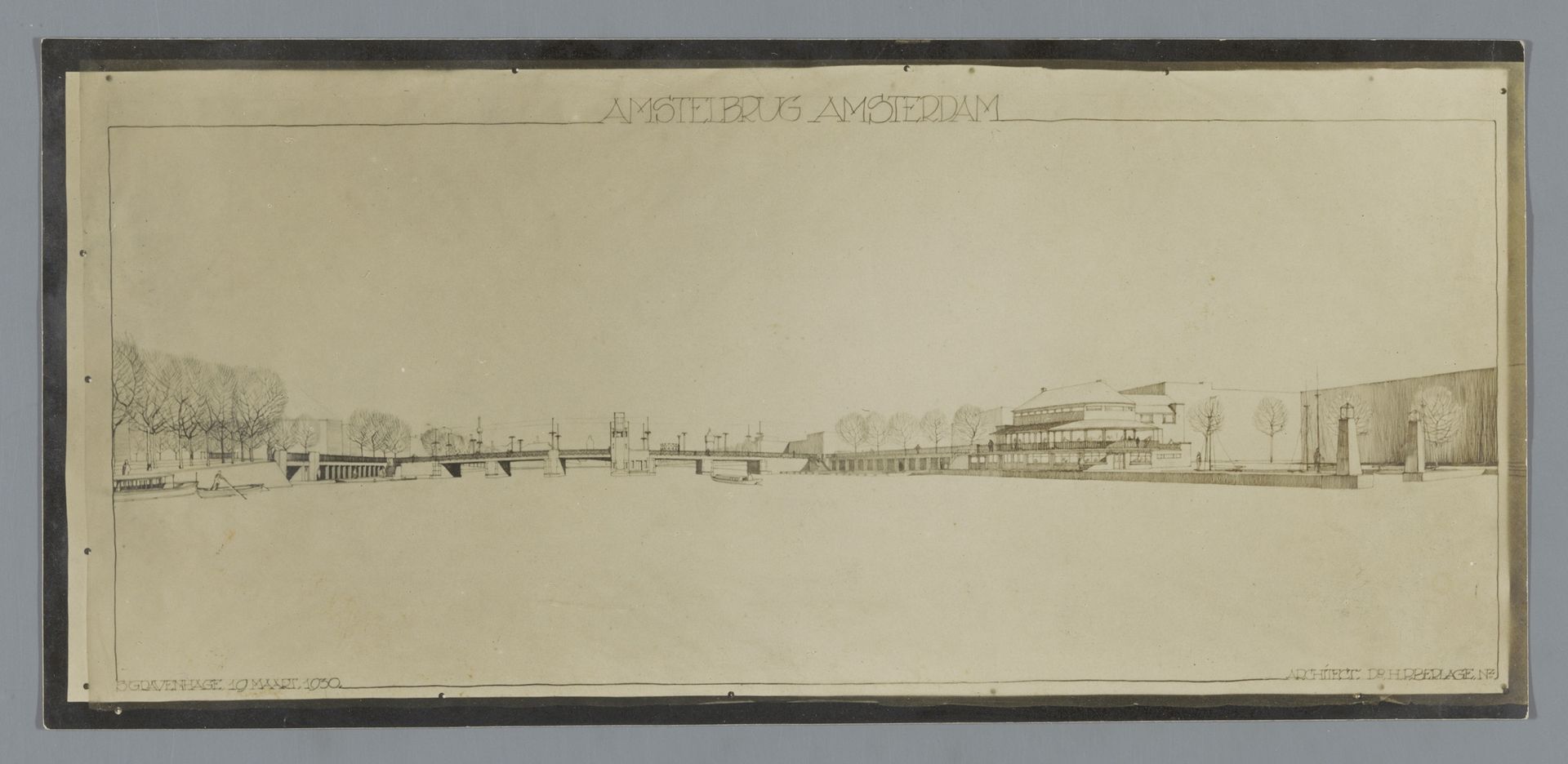 Fotoreproductie van een tekening van de Amstelbrug te Amsterdam by Anonymous