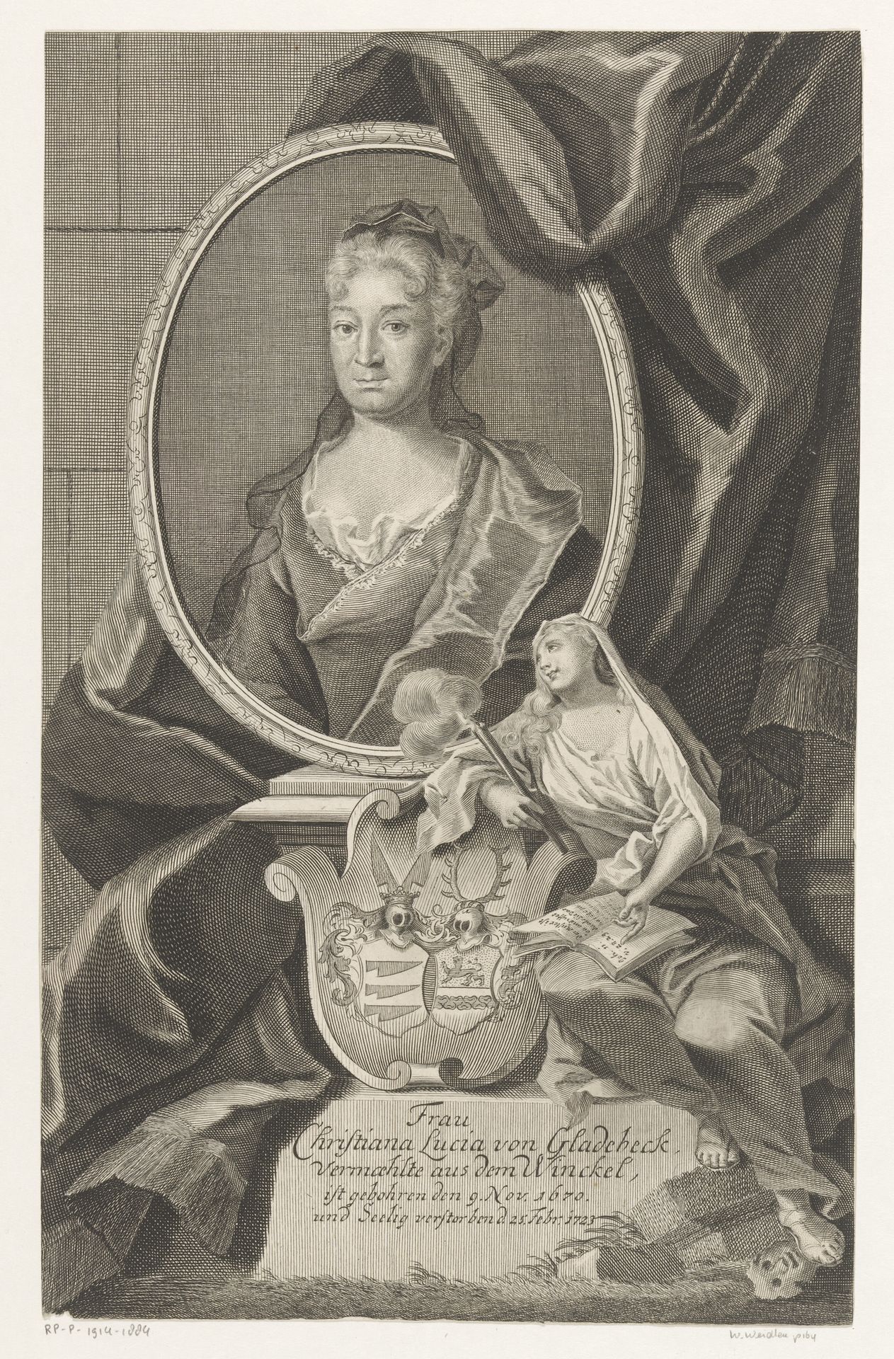 Portret van Christiane Lucia aus dem Winckel by Martin Bernigeroth