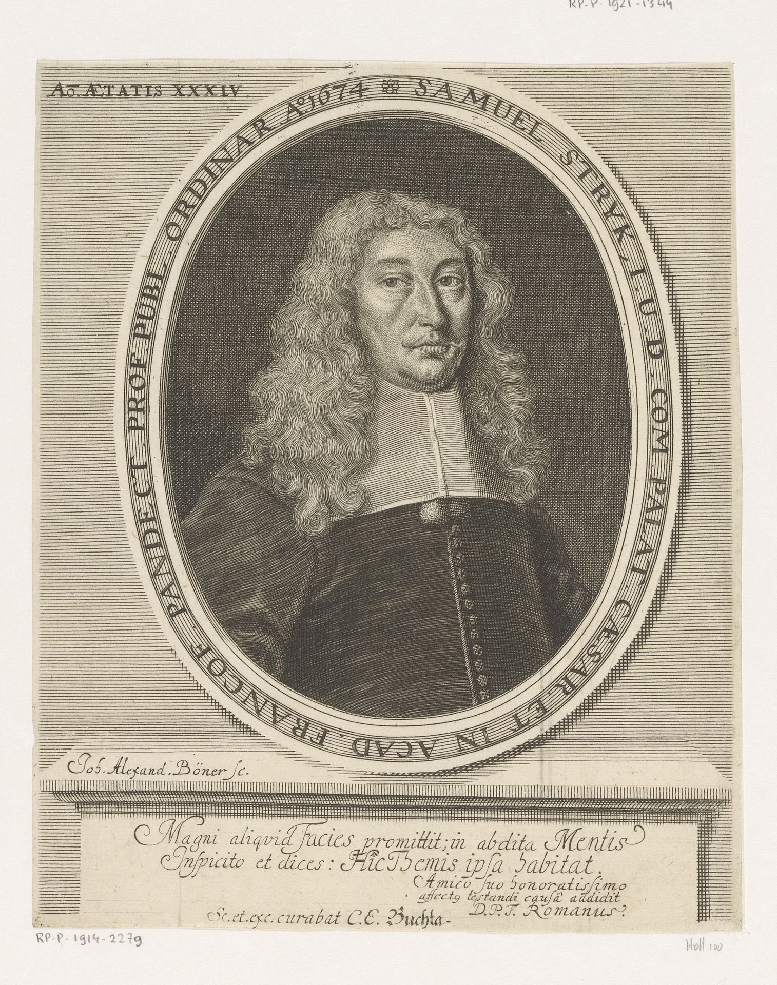 Portret van Samuel Stryk by Johann Alexander Böner