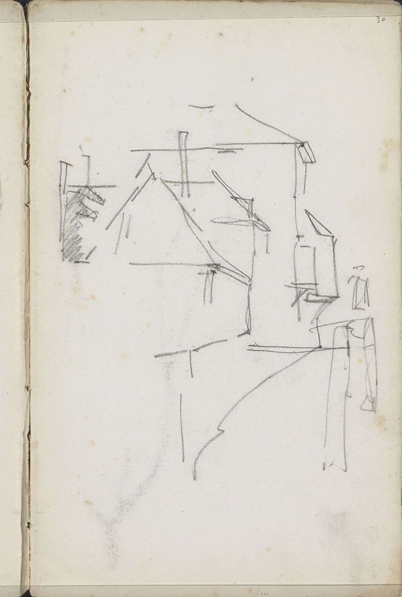 Gezicht op gebouwen by George Hendrik Breitner