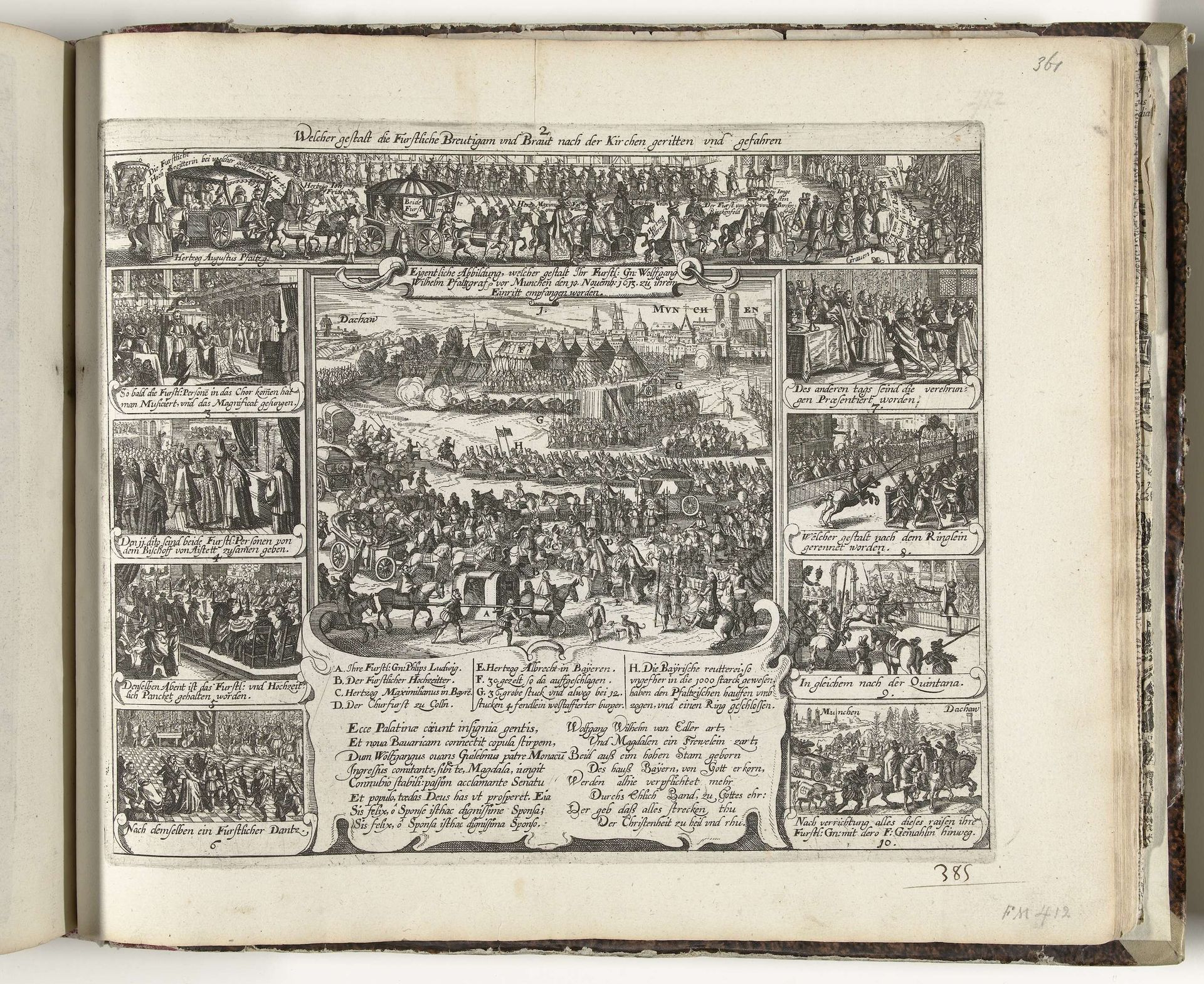 Huwelijk van paltsgraaf Wolfgang Wilhelm von Pfalz-Neuberg met Magdalena van Beieren, 1613 by Frans Hogenberg