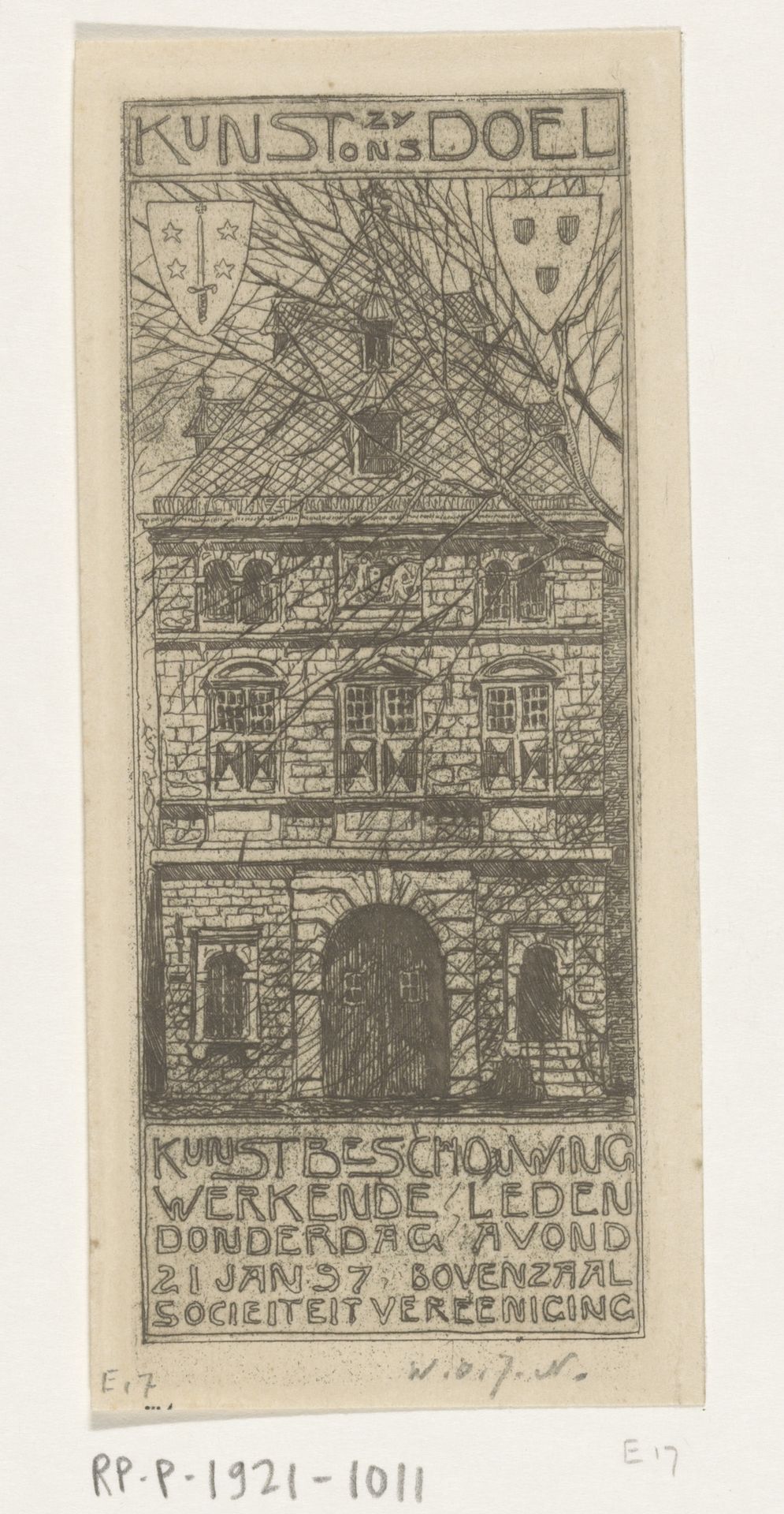 Biljet voor Kunst Zij Ons Doel in Haarlem by Wijnand Otto Jan Nieuwenkamp