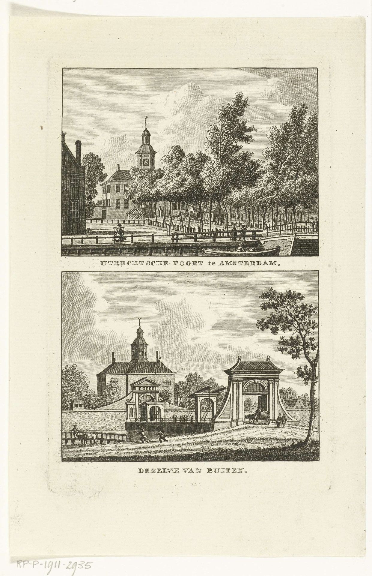 Twee stadsgezichten te Amsterdam met Utrechterpoort by Carel Frederik (I) Bendorp