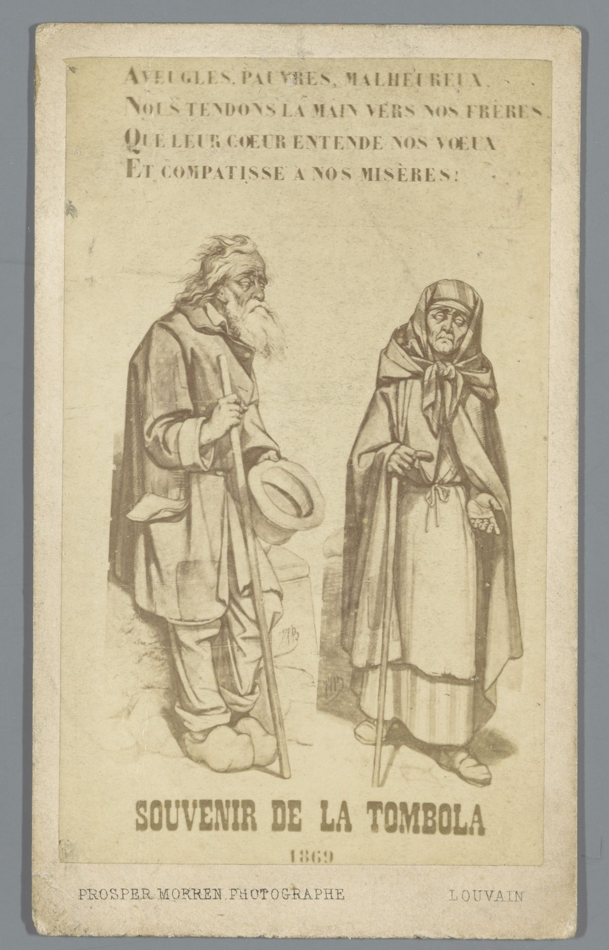 Fotoreproductie van de prent Souvenir de la Tombola by Prosper Morren
