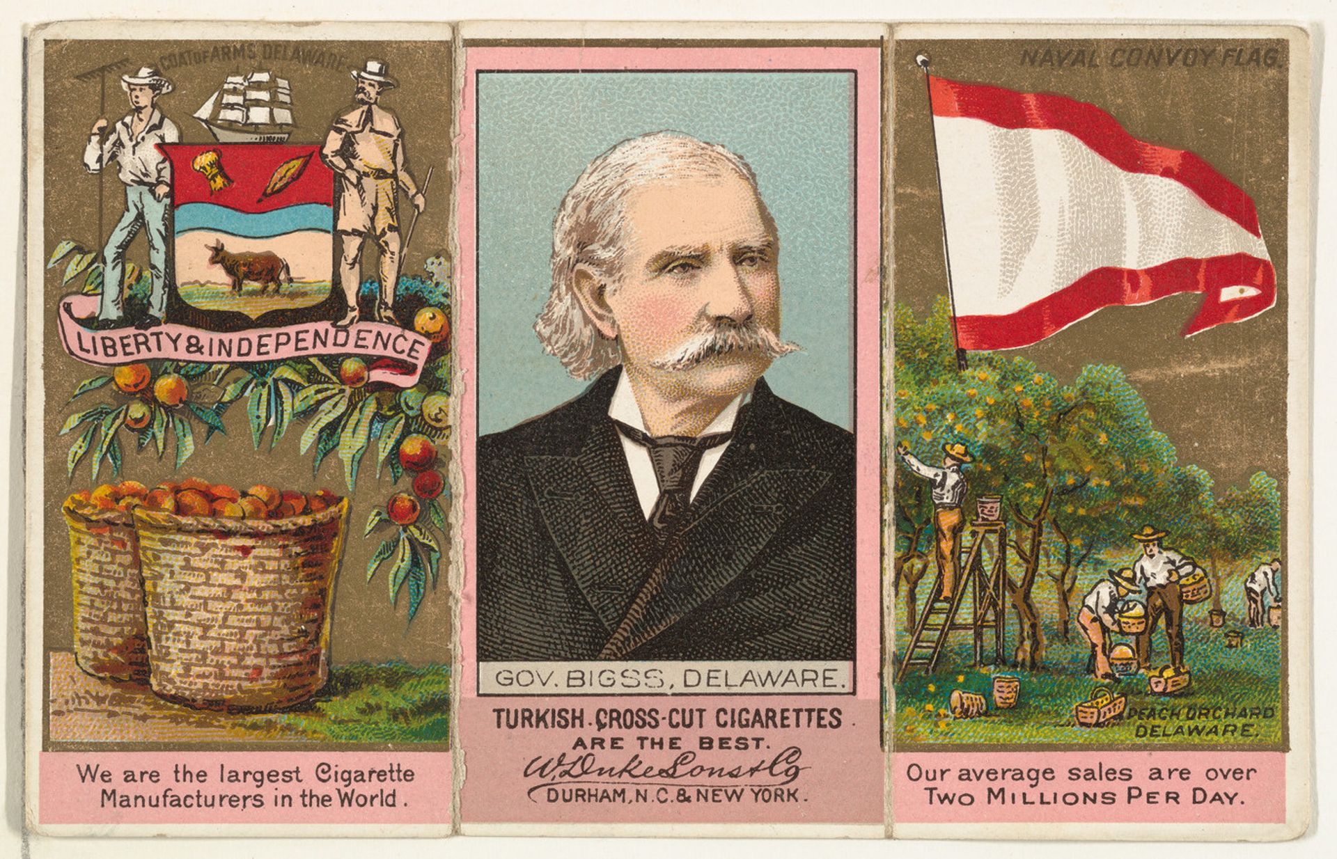 Governor Biggs, Delaware, from "Governors, Arms, Etc." series (N133-1), issued by Duke Sons & Co. by W. Duke, Sons & Co.