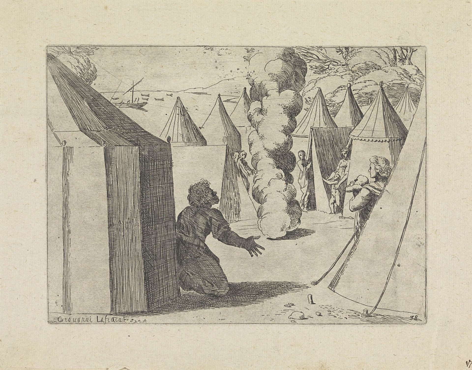 God verschijnt aan Mozes in een rookkolom by Giovanni Lanfranco