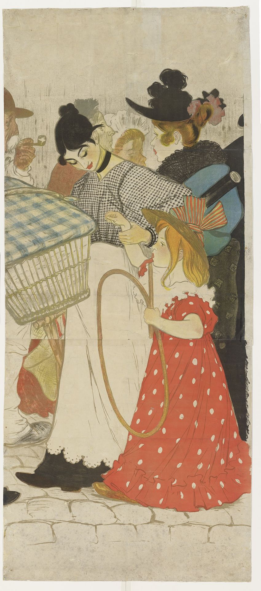 Vrouw en kind wandelend over straat by Théophile Alexandre Steinlen