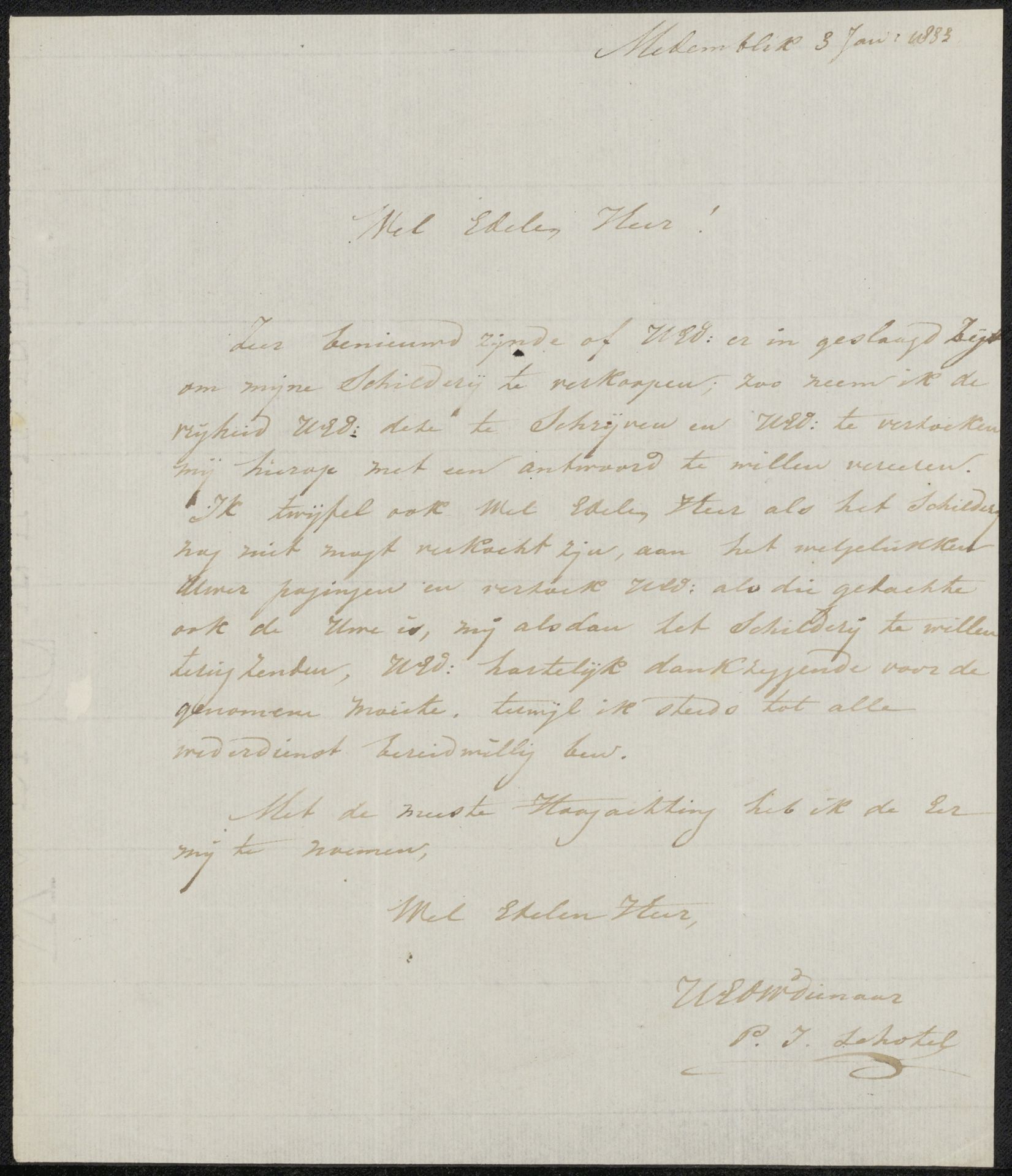 Brief aan anoniem by Petrus Johannes Schotel