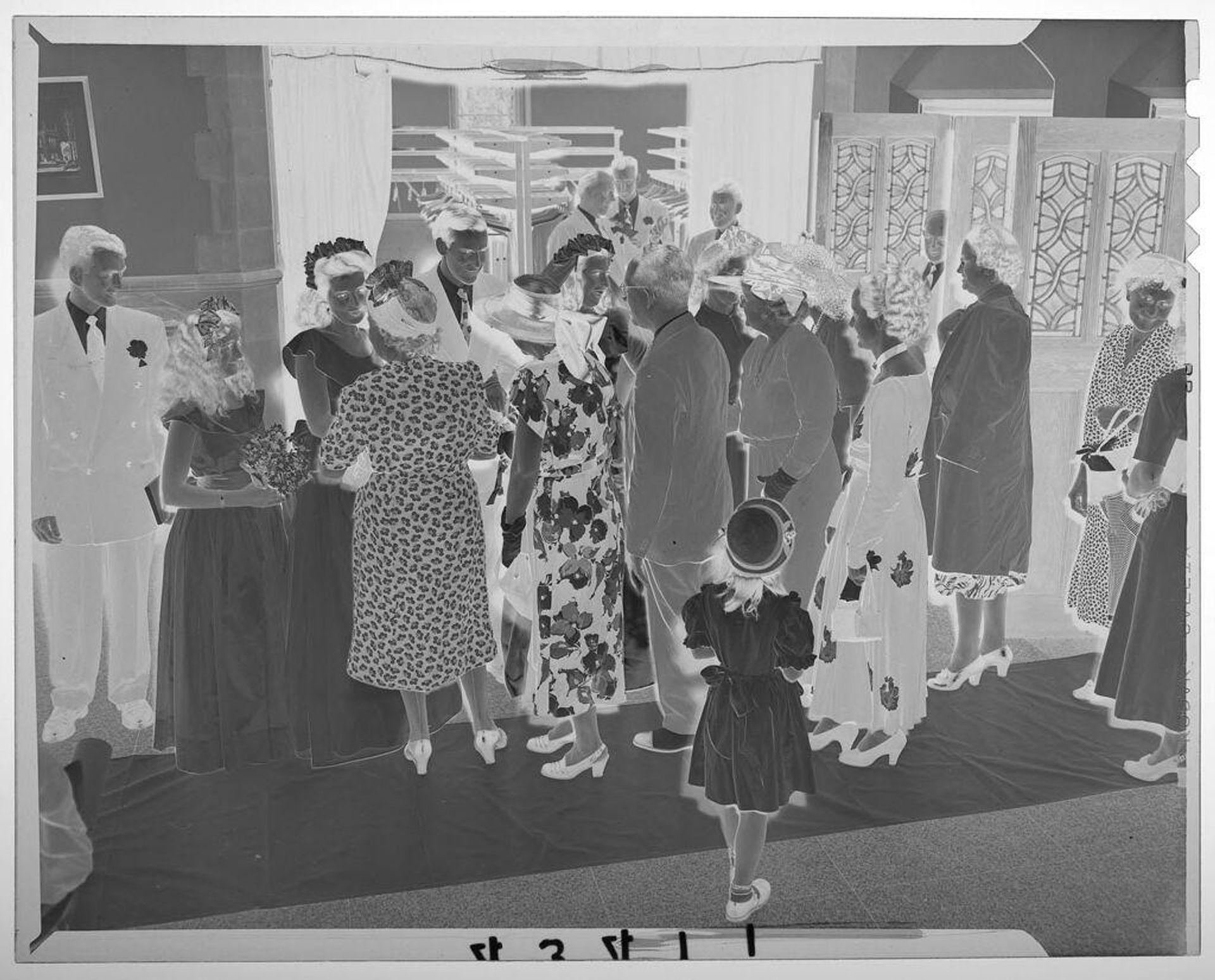 Untitled (elevated view of wedding party receiving line) by Martin Schweig