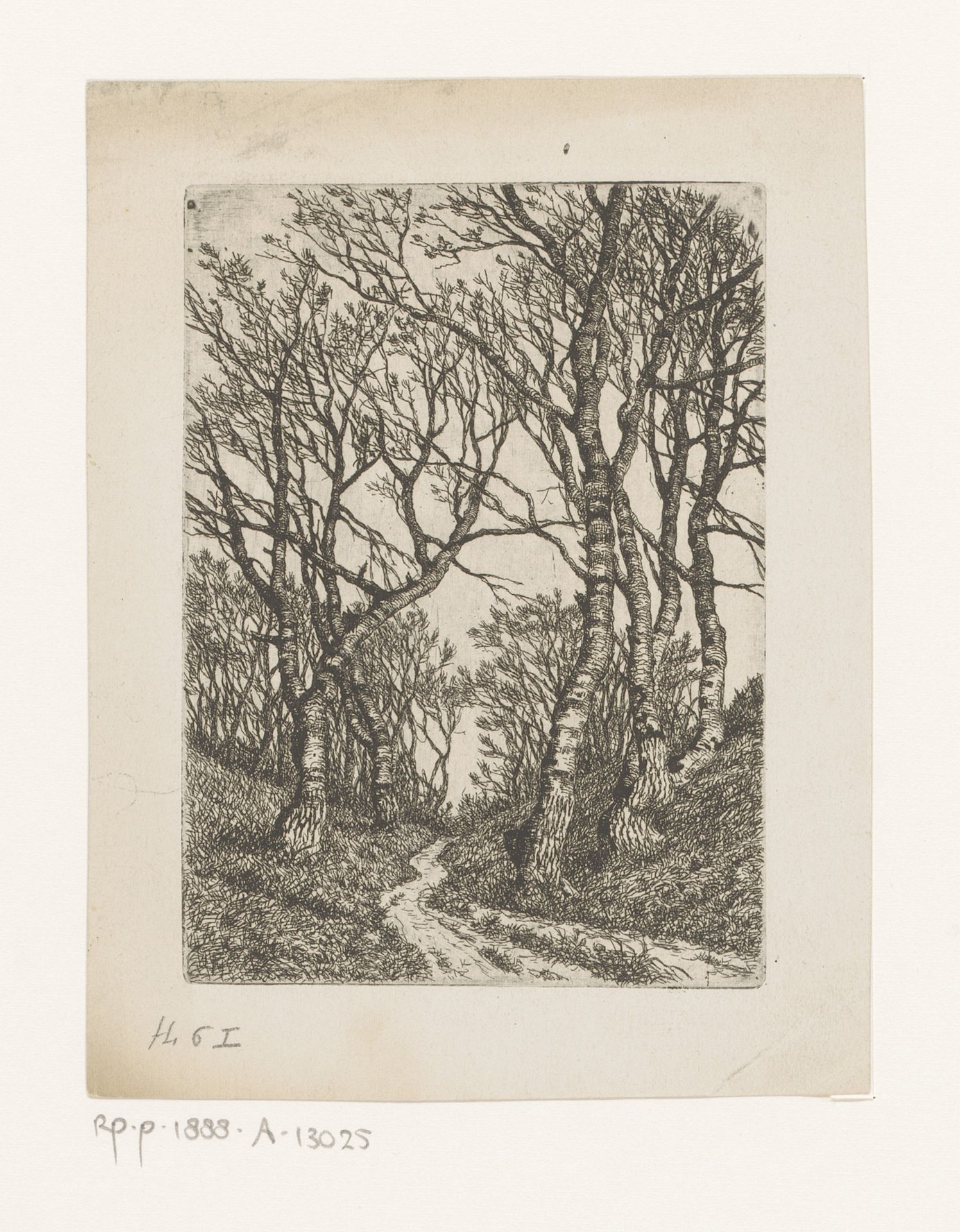 Bosrand met een pad by Jean Pierre François Lamorinière