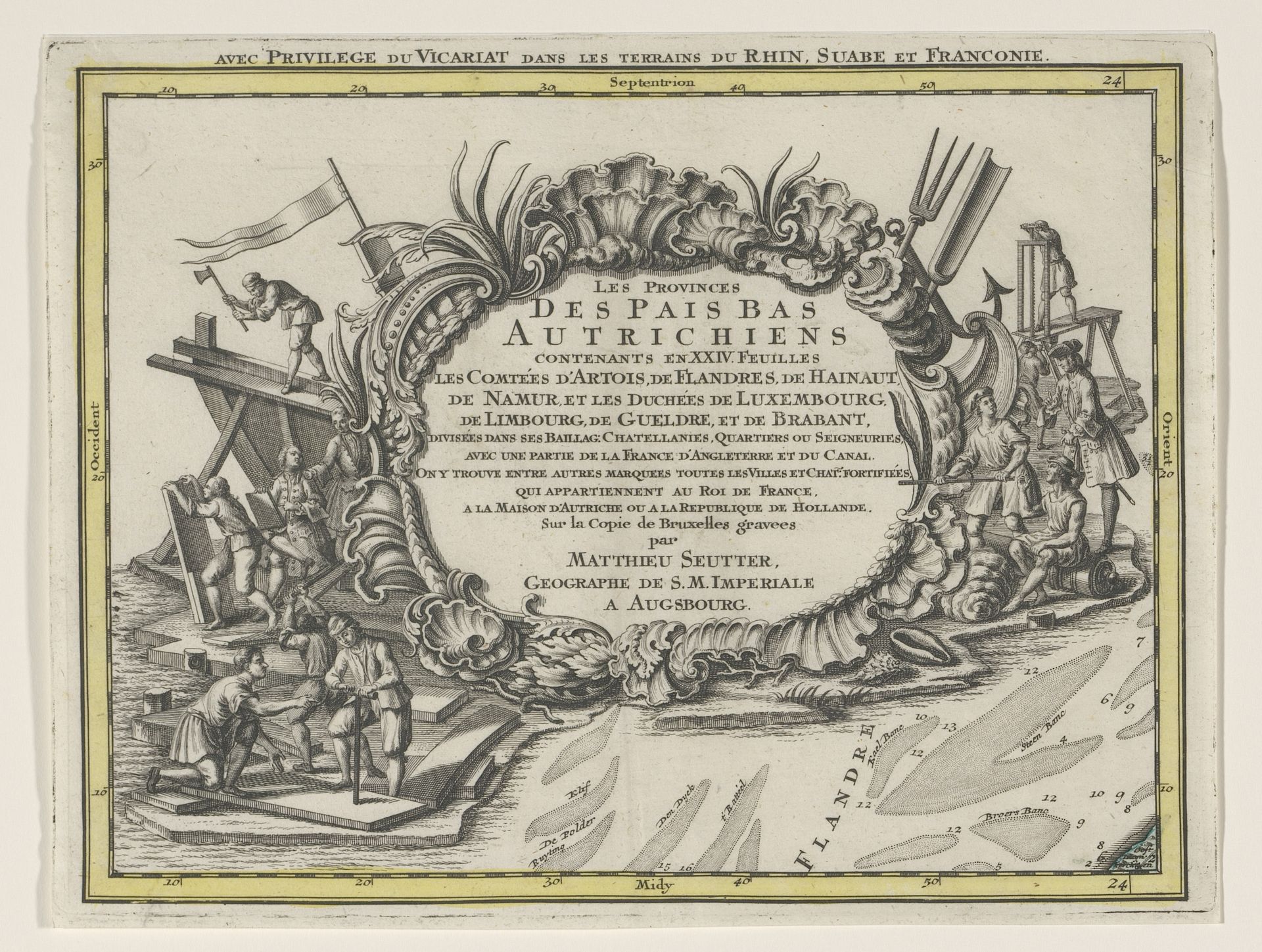 Deel van een kaart van de Oostenrijkse Nederlanden by Tobias Conrad Lotter