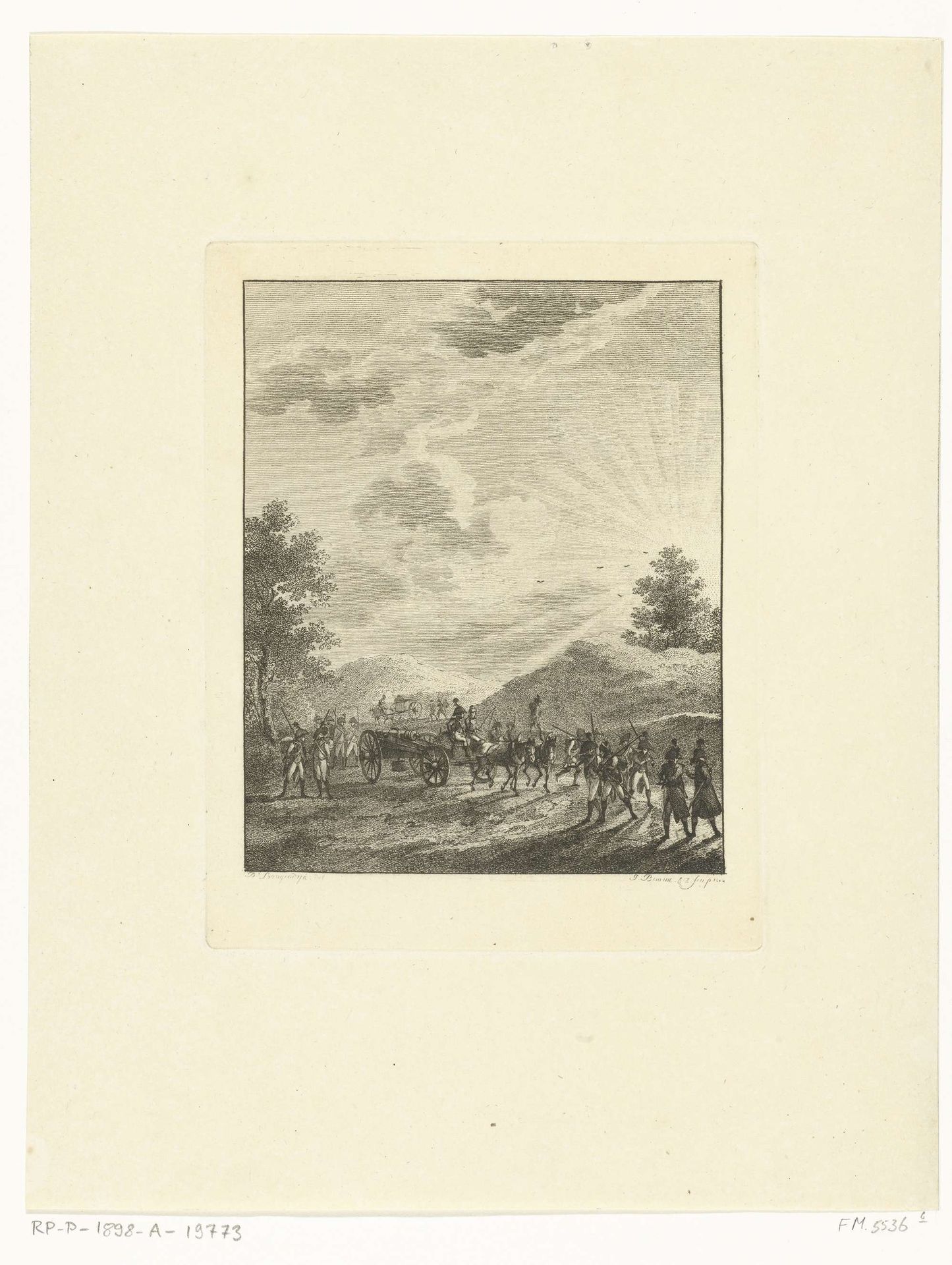 Infanteristen in een zonovergoten landschap by Joannes Bemme