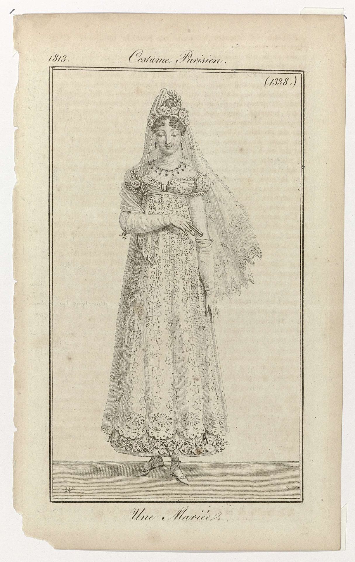 Journal des Dames et des Modes, Costume Parisien, 10 septembre 1813, (1338): Une Marieé. by Pierre Charles Baquoy