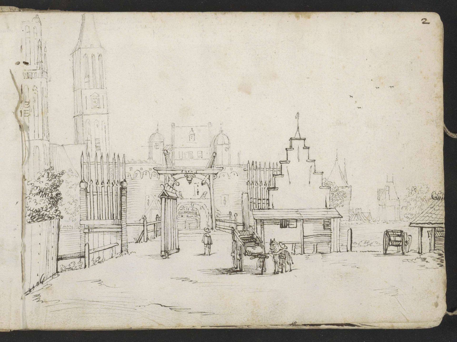 Stadsgezicht met de Kamperpoort te Zwolle by Gerard ter (II) Borch