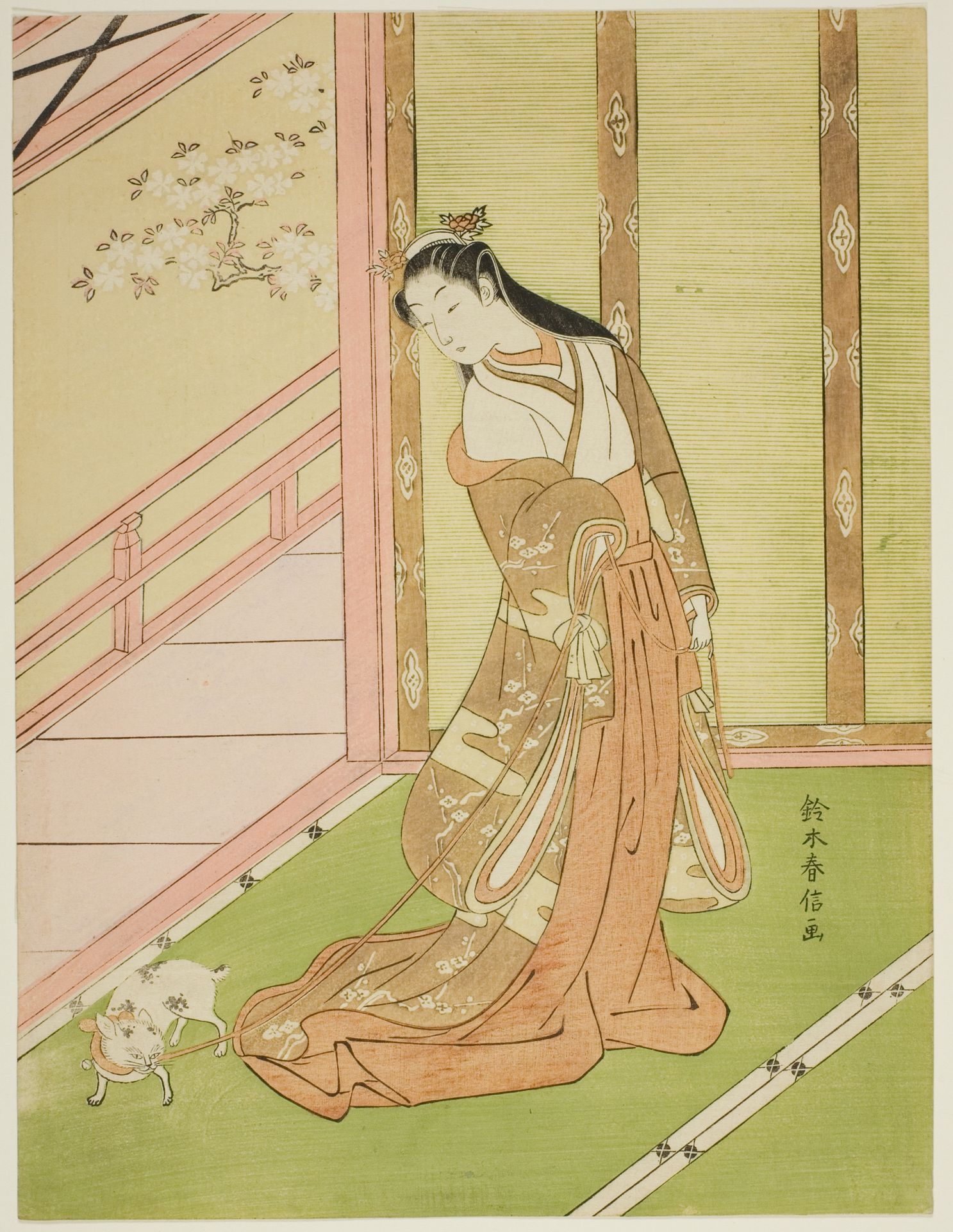 The Third Princess and Her Pet Cat by Suzuki Harunobu 鈴木春信