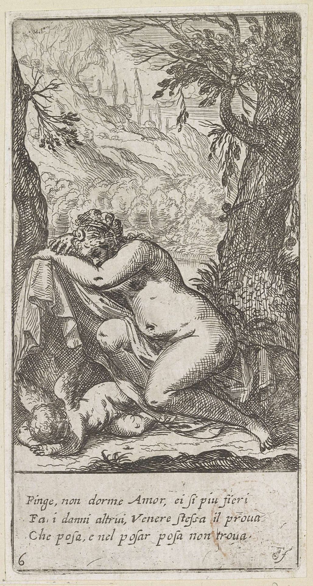 Slapende Venus en Amor by Odoardo Fialetti