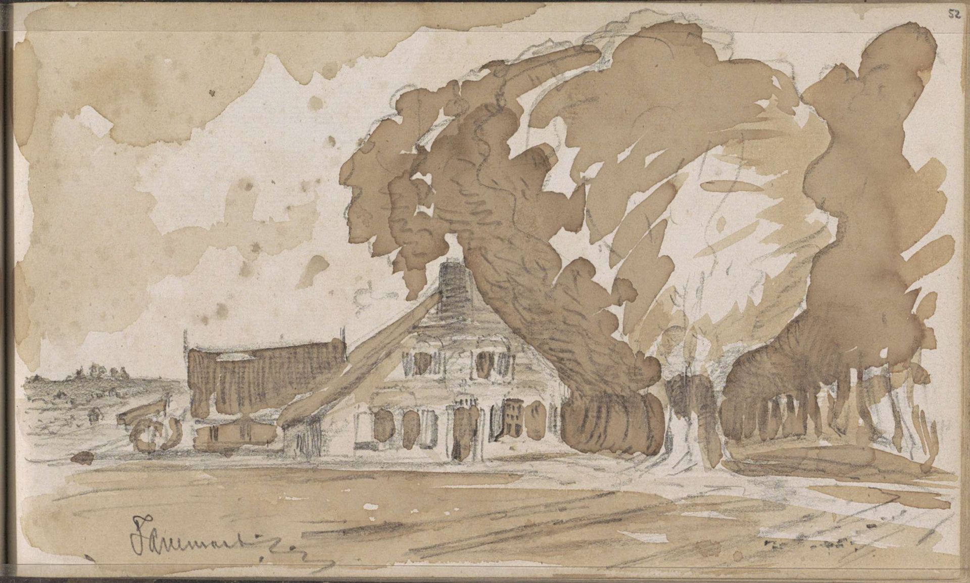 Huis naast een bomenpad by Johannes Tavenraat