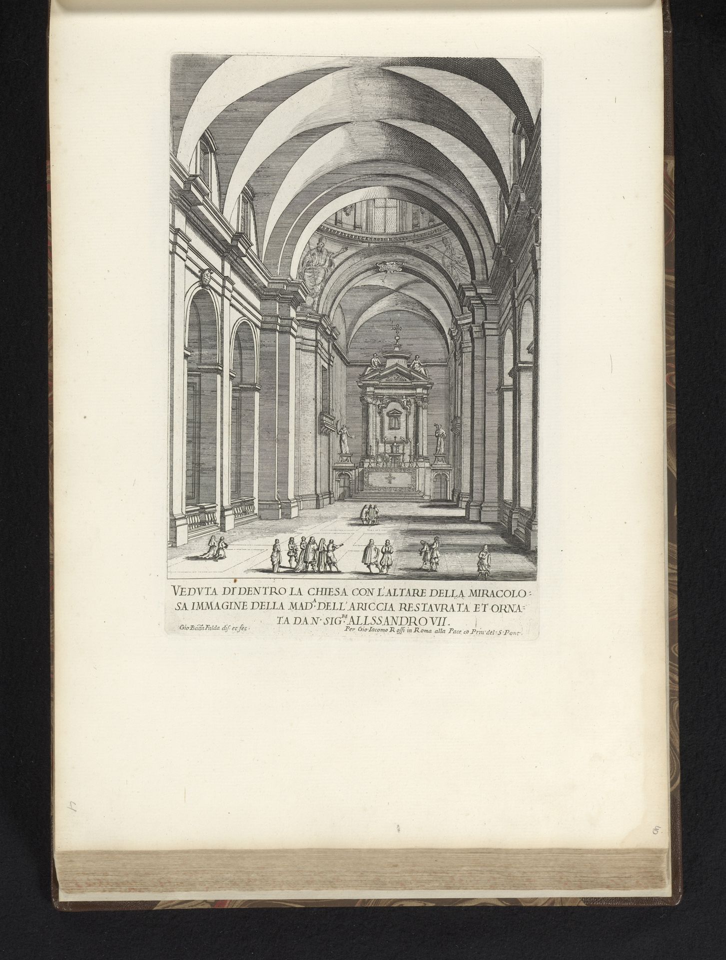 Interieur van de kerk de Collegiata di Santa Maria Assunta te Ariccia by Giovanni Battista Falda