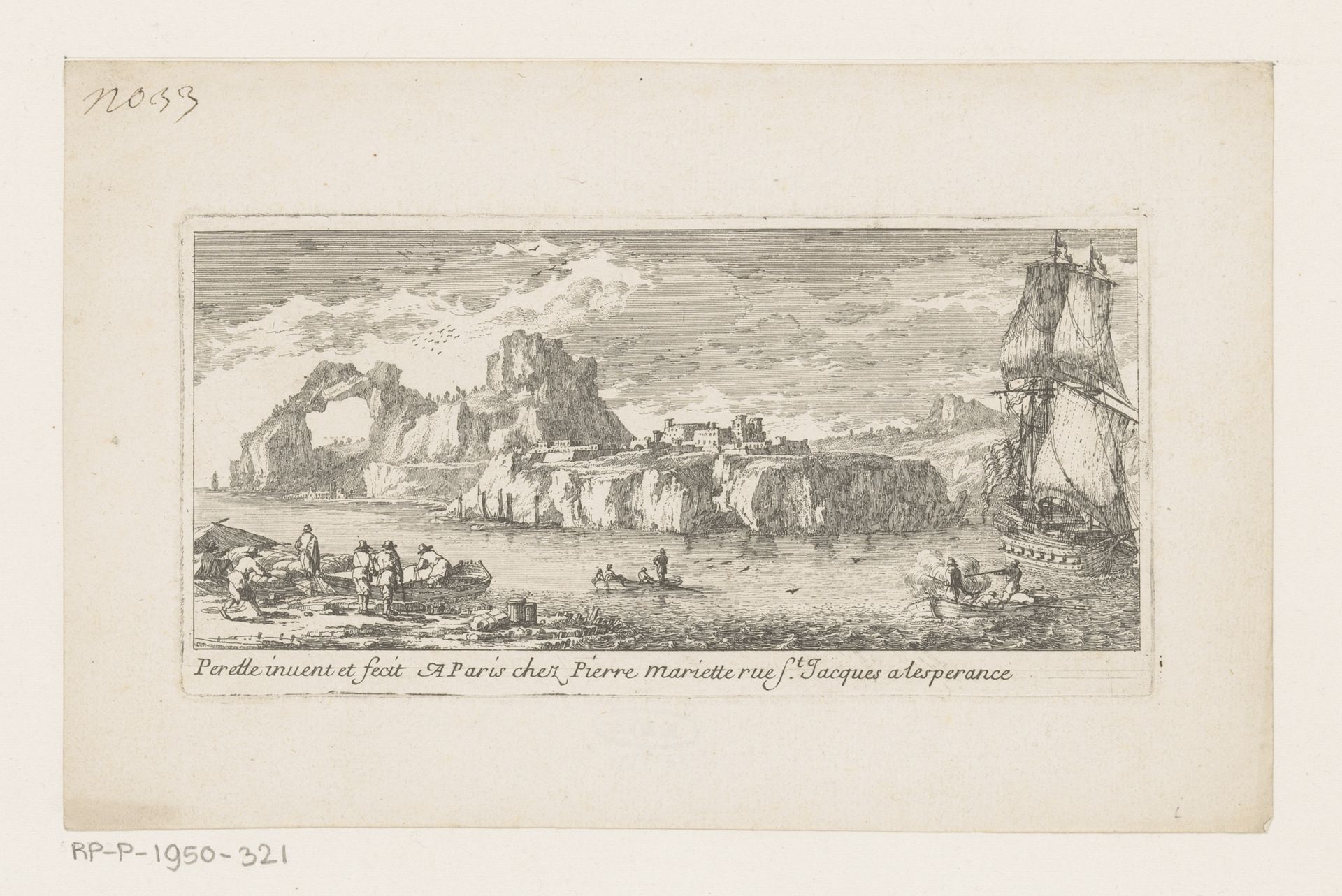 Rotsachtige kust met stad by Nicolas Perelle
