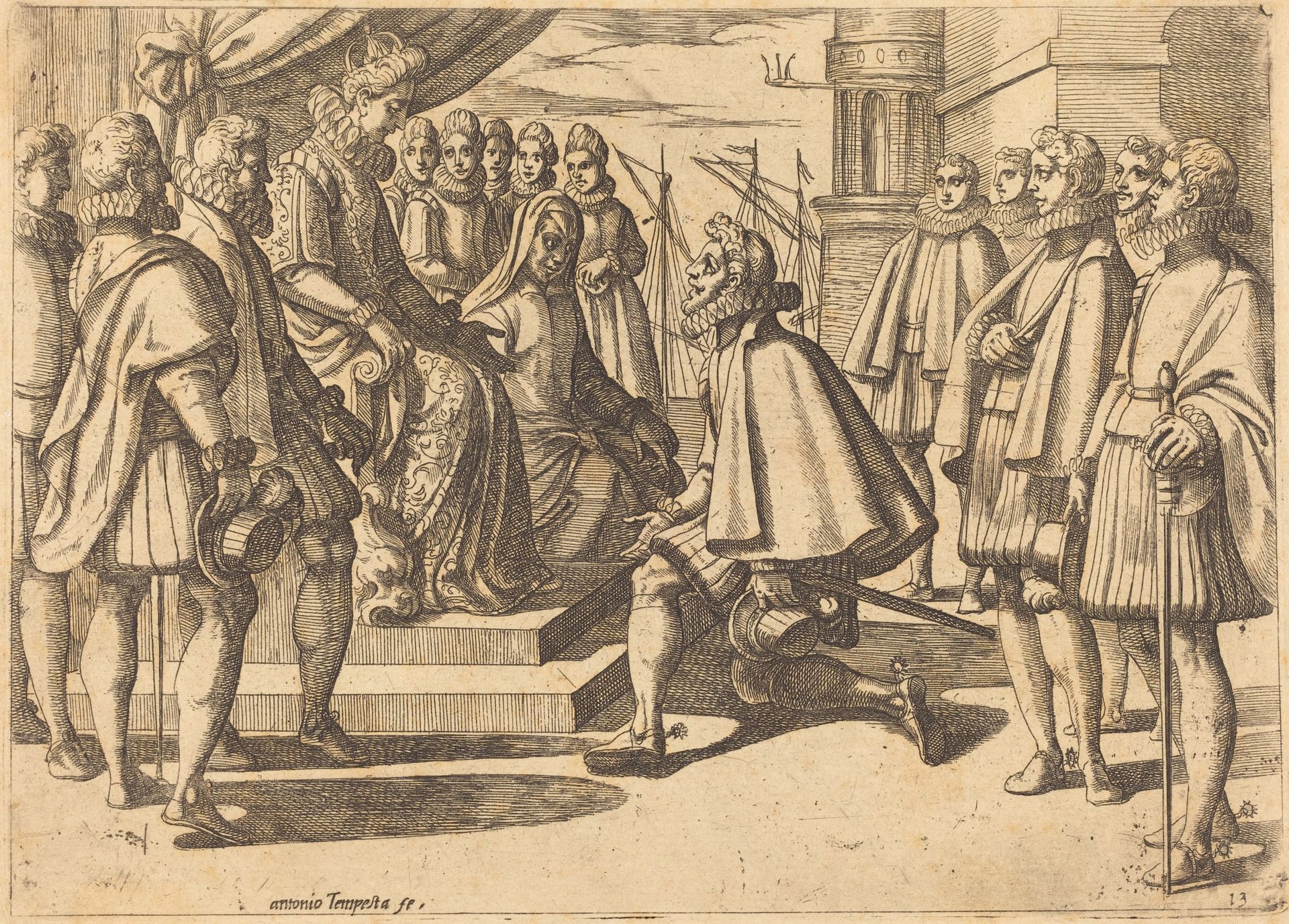 Spanish Duke before Margaret of Austria by Antonio Tempesta