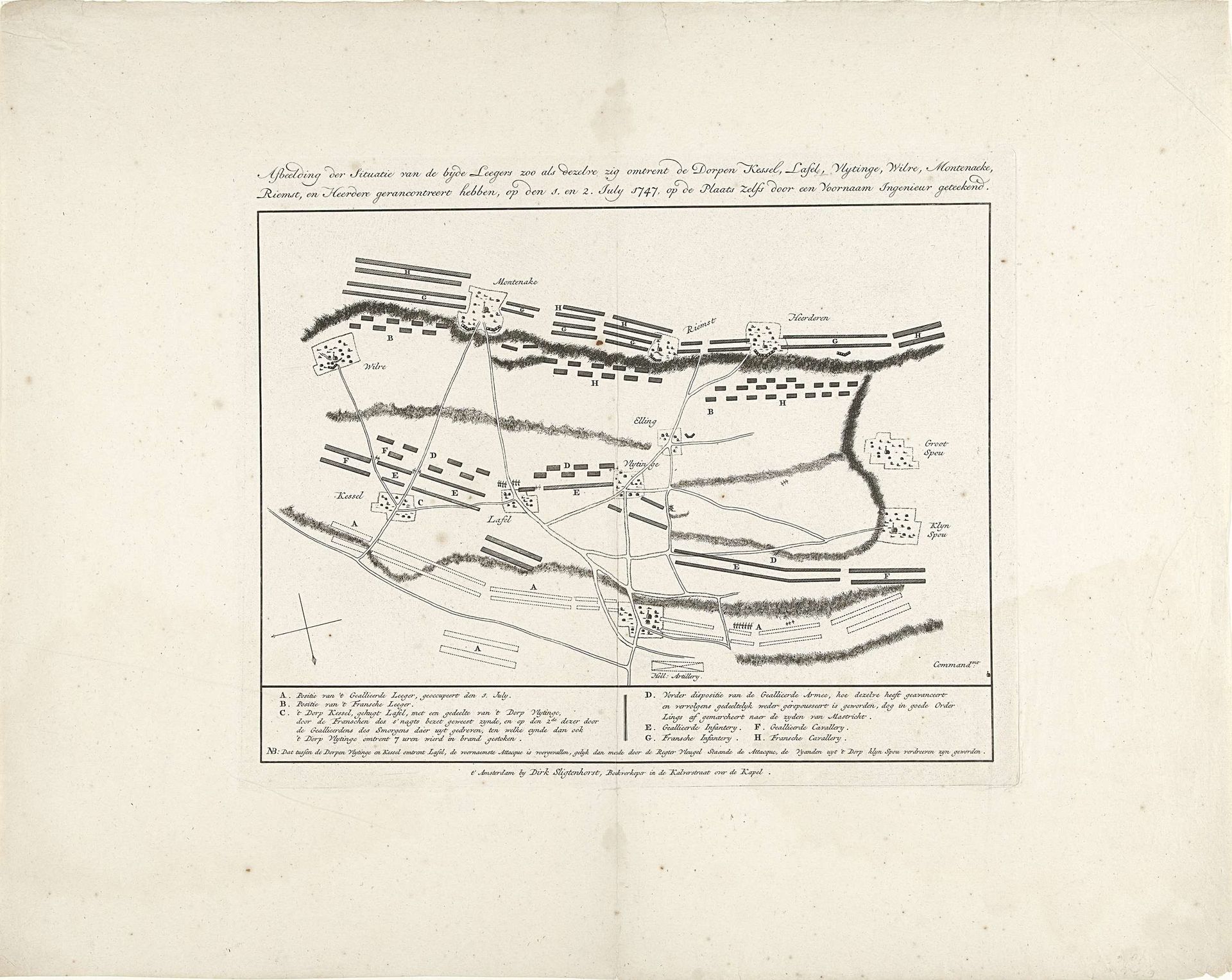 Slagordes bij de slag bij Lafelt, 1747 by Anonymous