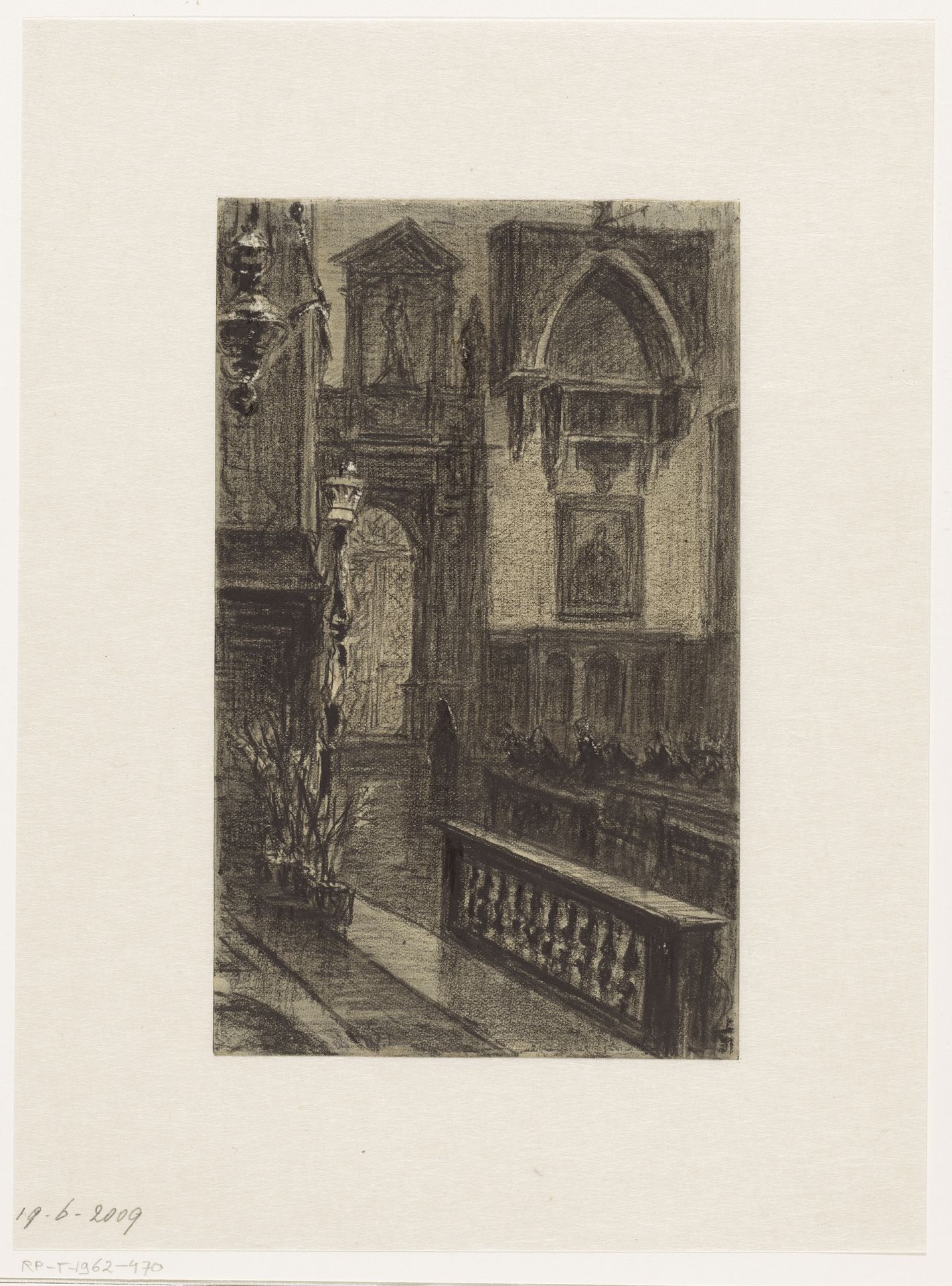 Kerkinterieur van de Frari in Venetië by Carel Nicolaas Storm van 's-Gravesande