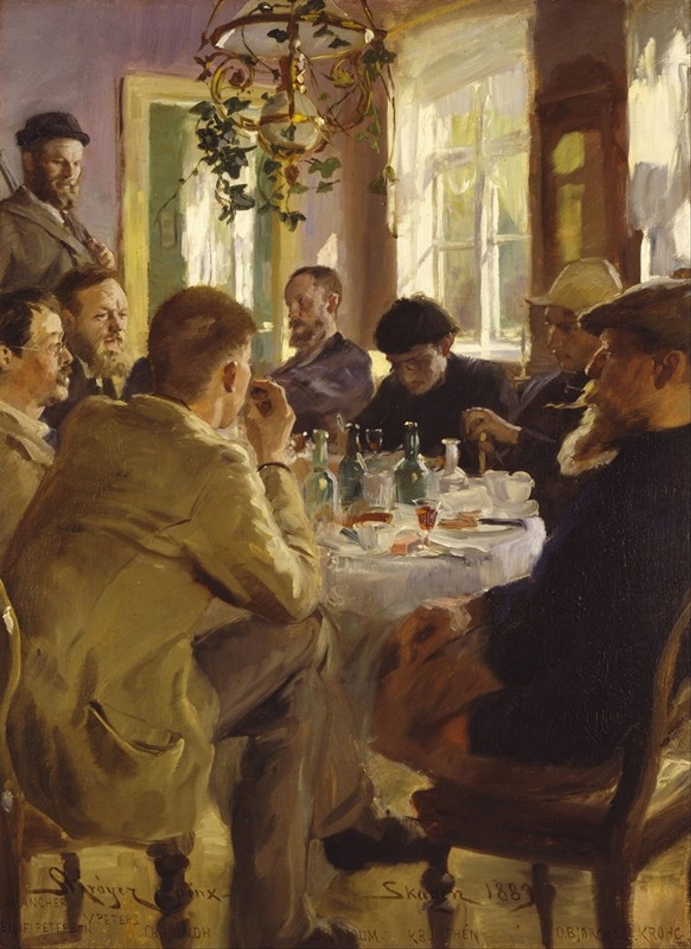 Artists’ luncheon at Brøndum’s Hotel by Peder Severin Krøyer
