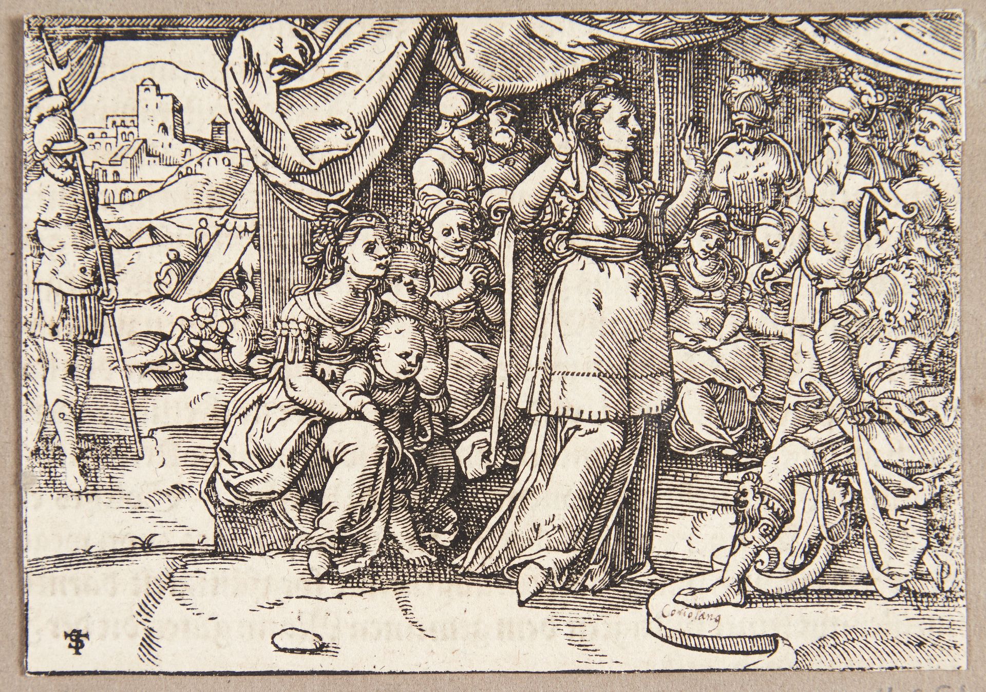 Veturia og Volumnia beder Coriolanus om, at skåne Rom by Tobias Stimmer