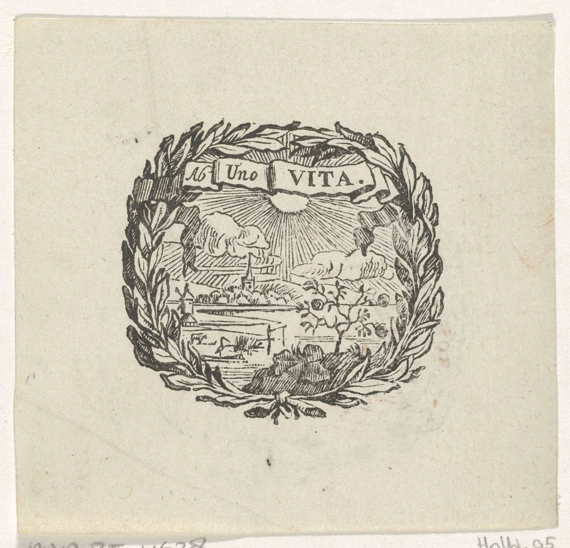 Vignet met een landschap by Isaac Vincentsz. van der Vinne