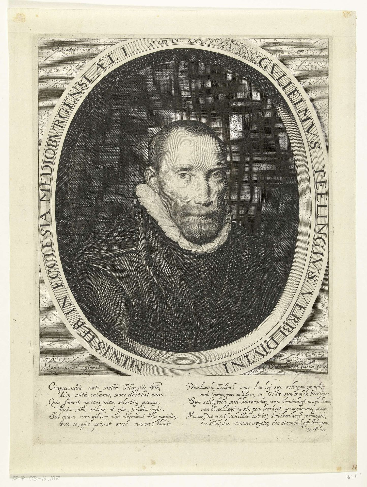 Portret van Willem Teelinck op 50-jarige leeftijd by Daniël van den Bremden