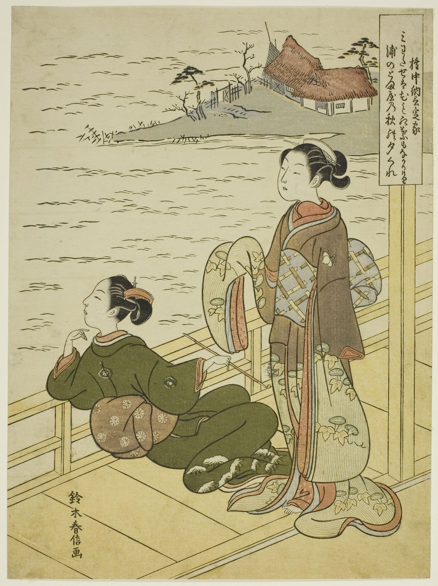 Gonchunagon Sadaie (Fujiwara no Teika), from an untitled series of parodies of the Three Evening Poems by Suzuki Harunobu 鈴木春信