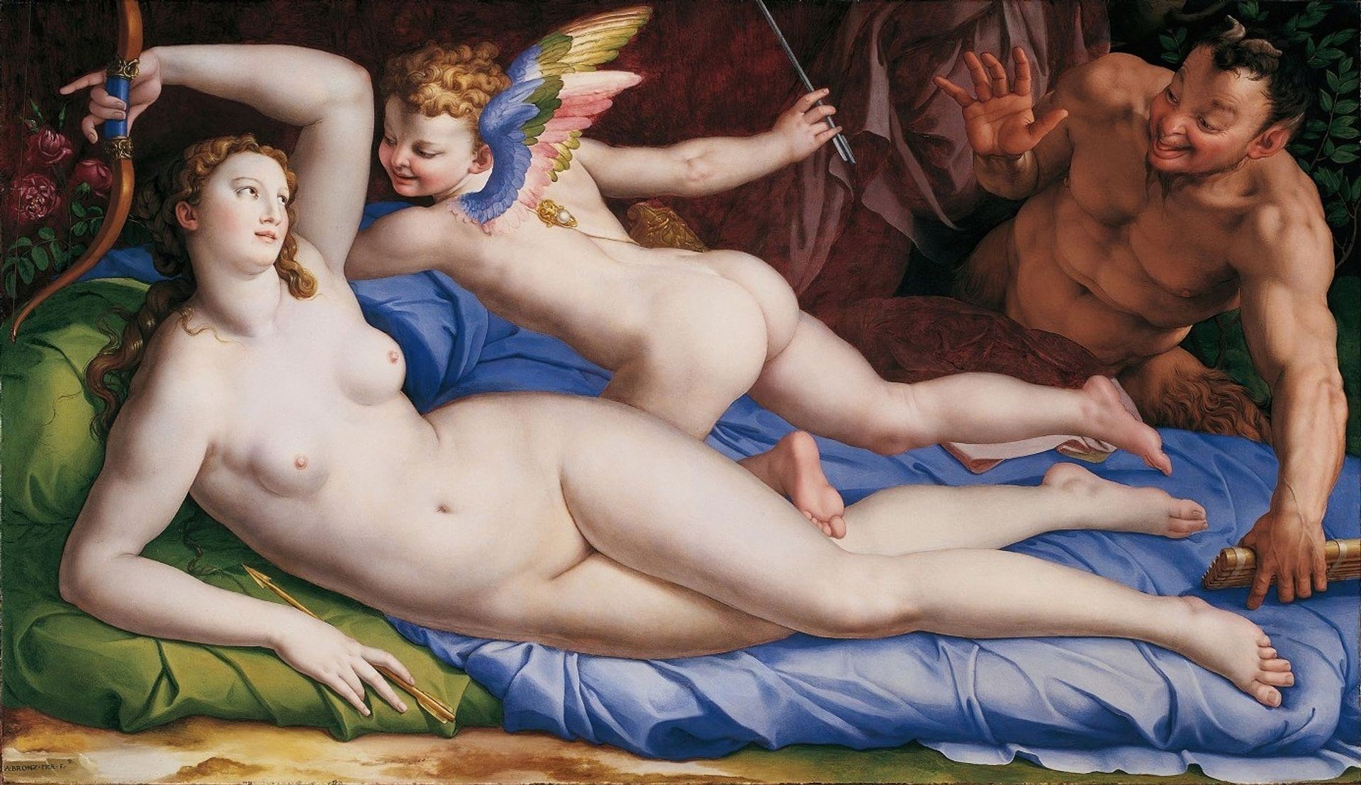 Venus, Cupid And Satyr by Agnolo Bronzino