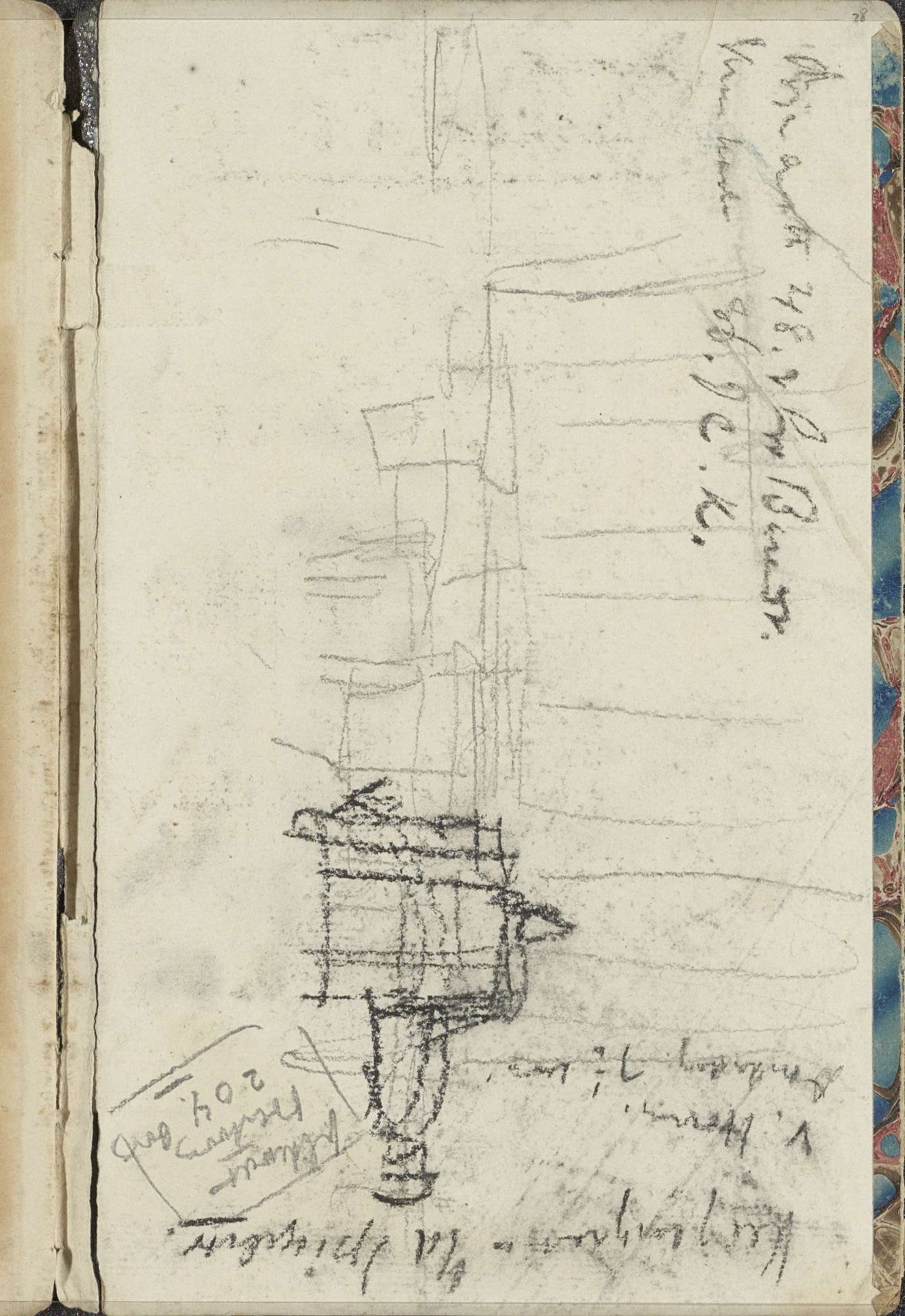 Zittende figuur en mogelijk architectuurstudies by George Hendrik Breitner