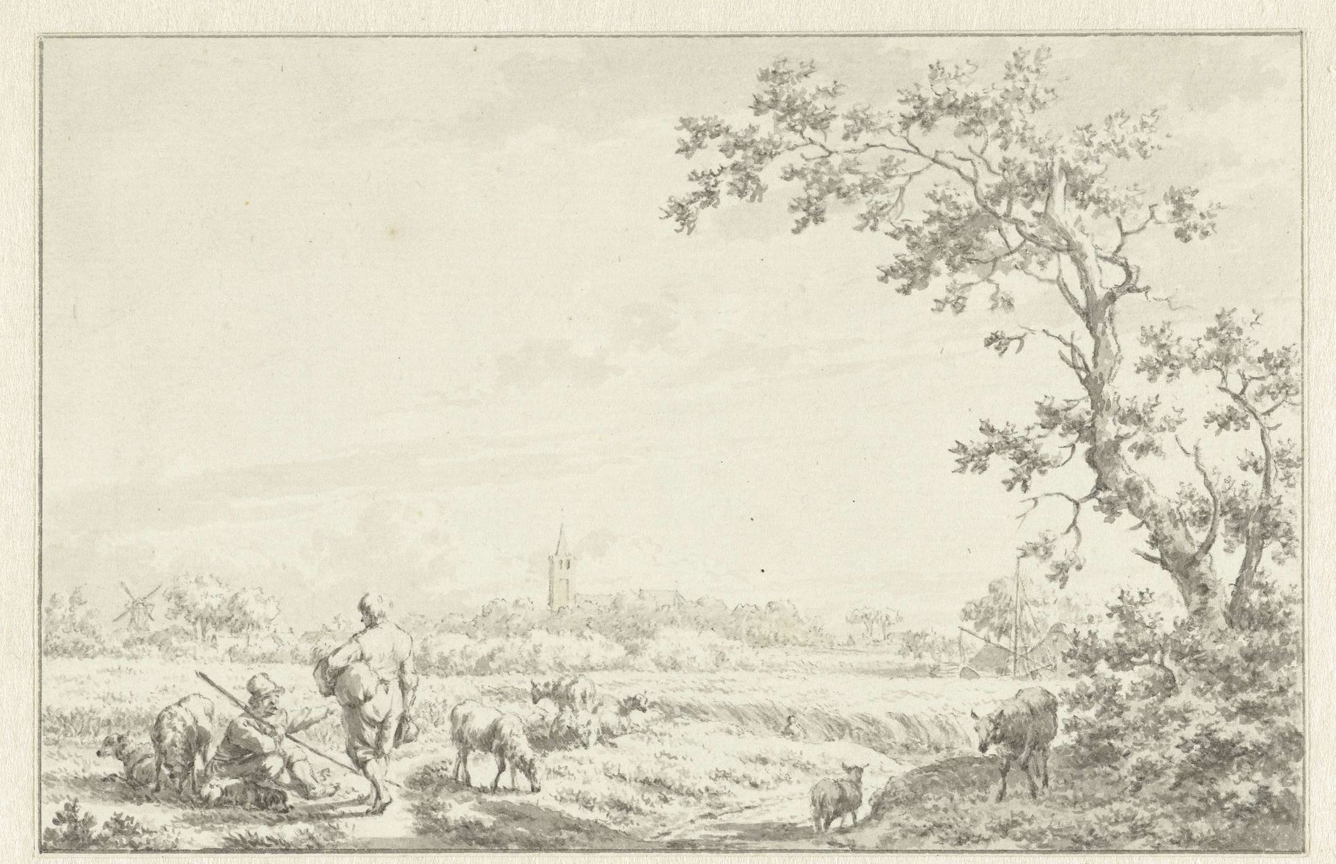 Landschap met schaapherder by Jacob Cats
