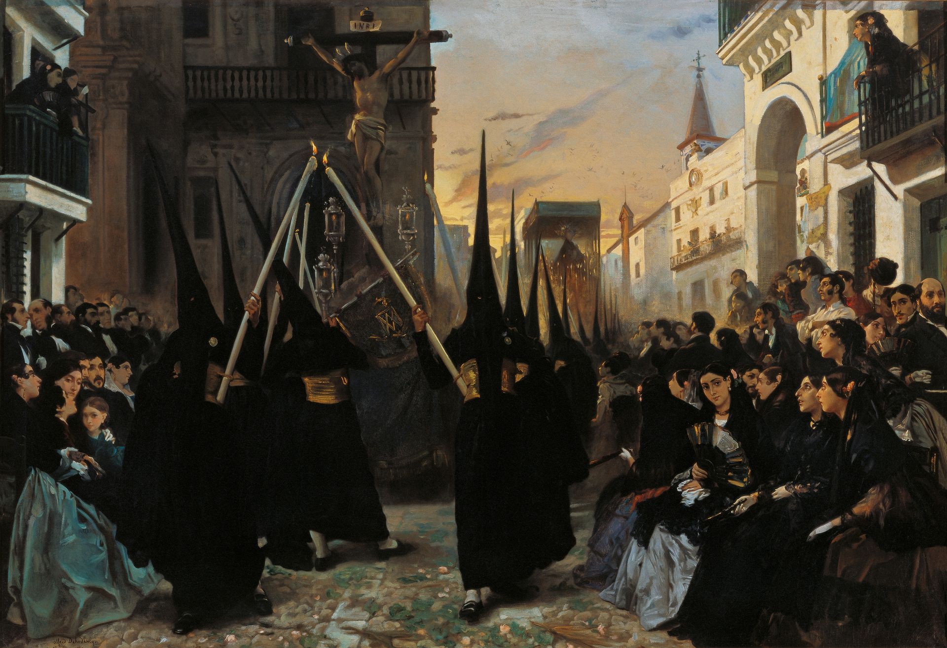 A Confraternity in Procession along Calle Génova, Seville by Alfred Dehodencq