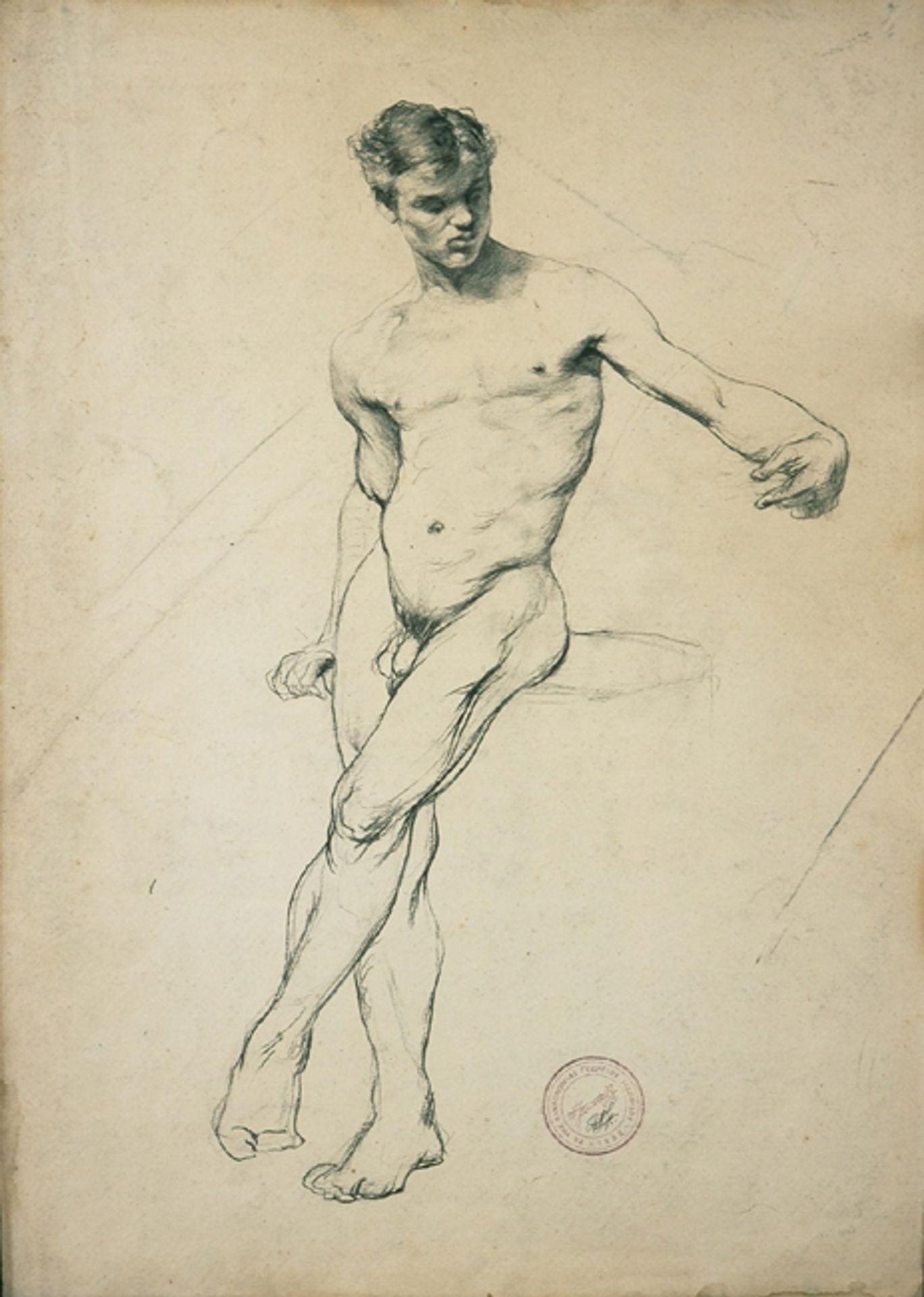 Study of a nude youth by Georgios Jakobides