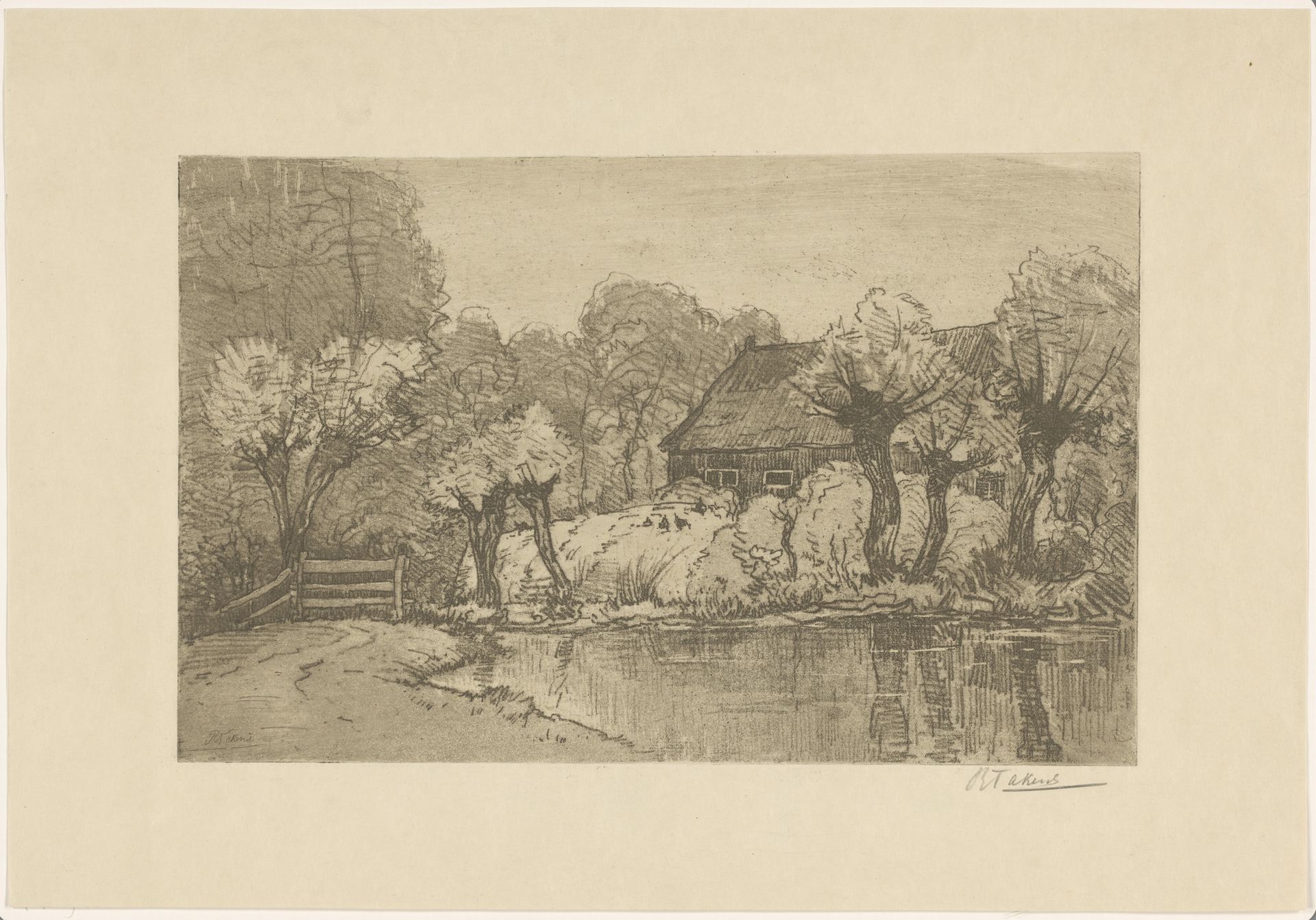 Huis in landschap by Roelf Takens
