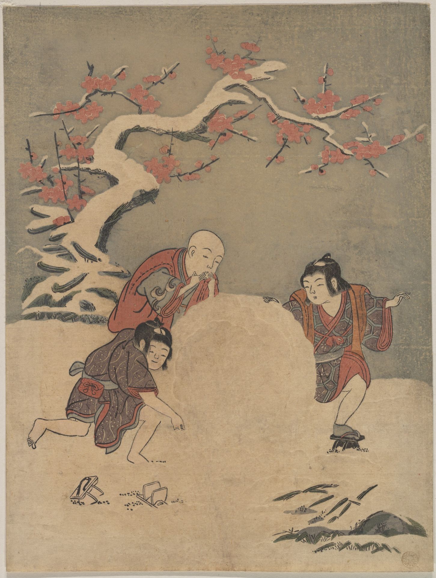 The Snow Ball by Suzuki Harunobu 鈴木春信