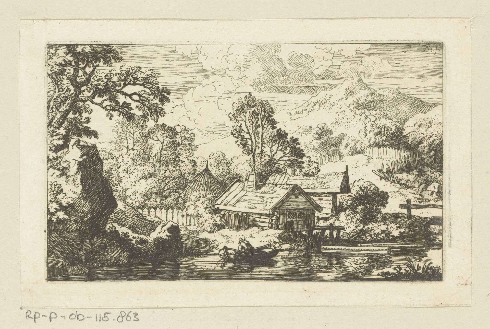 Berglandschap met hutten aan het water by Christian Wilhelm Ernst Dietrich