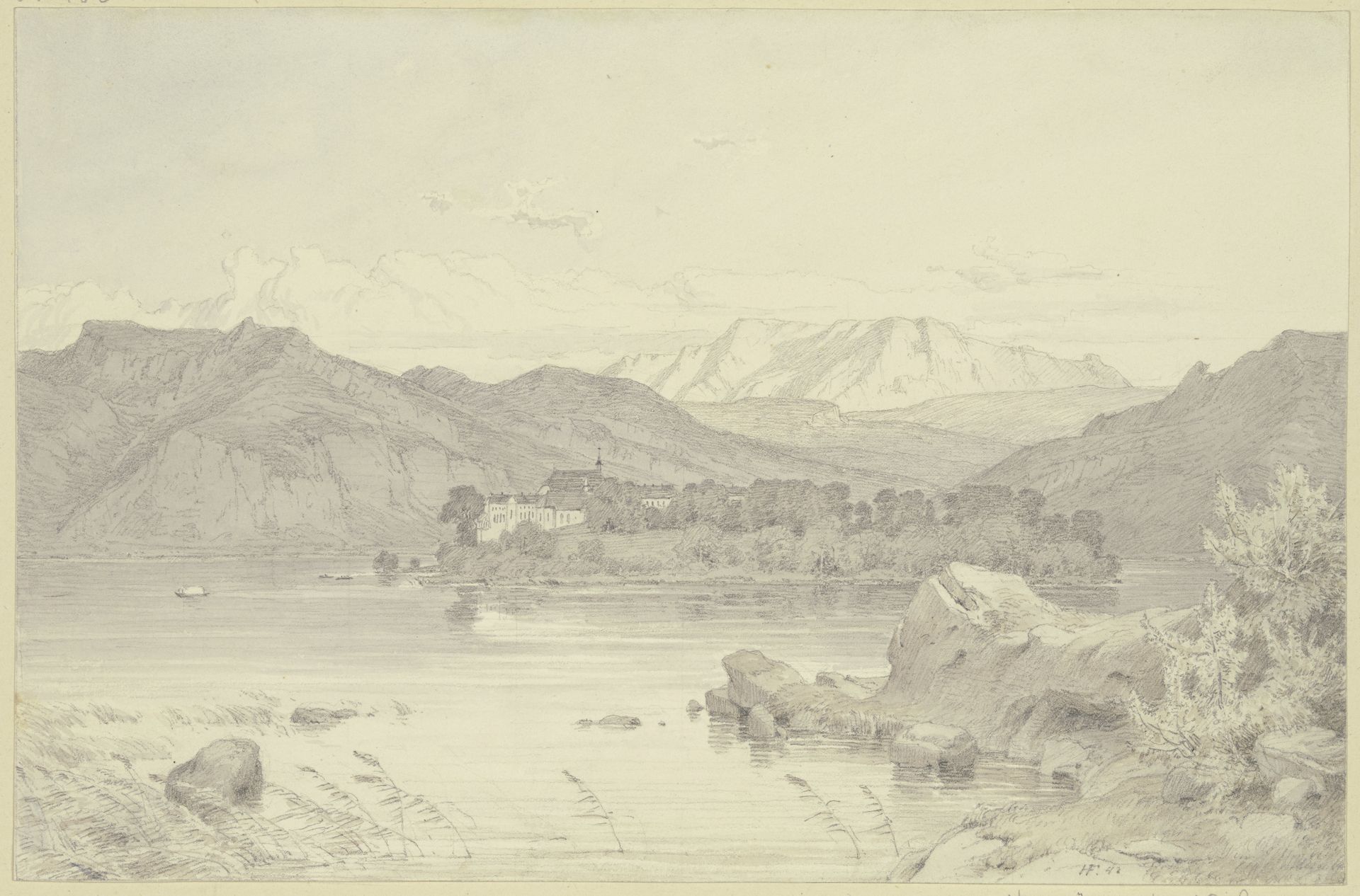 Die Herreninsel mit dem Kloster im Chiemsee by Heinrich Funk