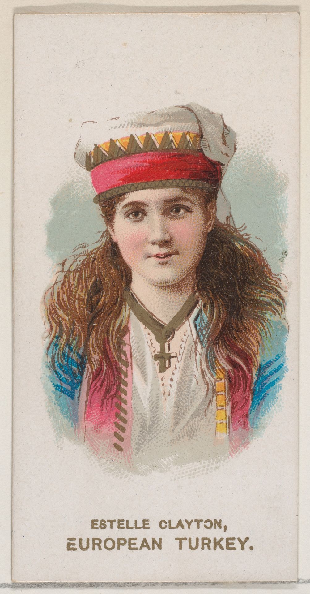 Estelle Clayton in Costume of European Turkey, from the set Actors and Actresses, Second Series (N71) for Duke brand cigarettes by W. Duke, Sons & Co.
