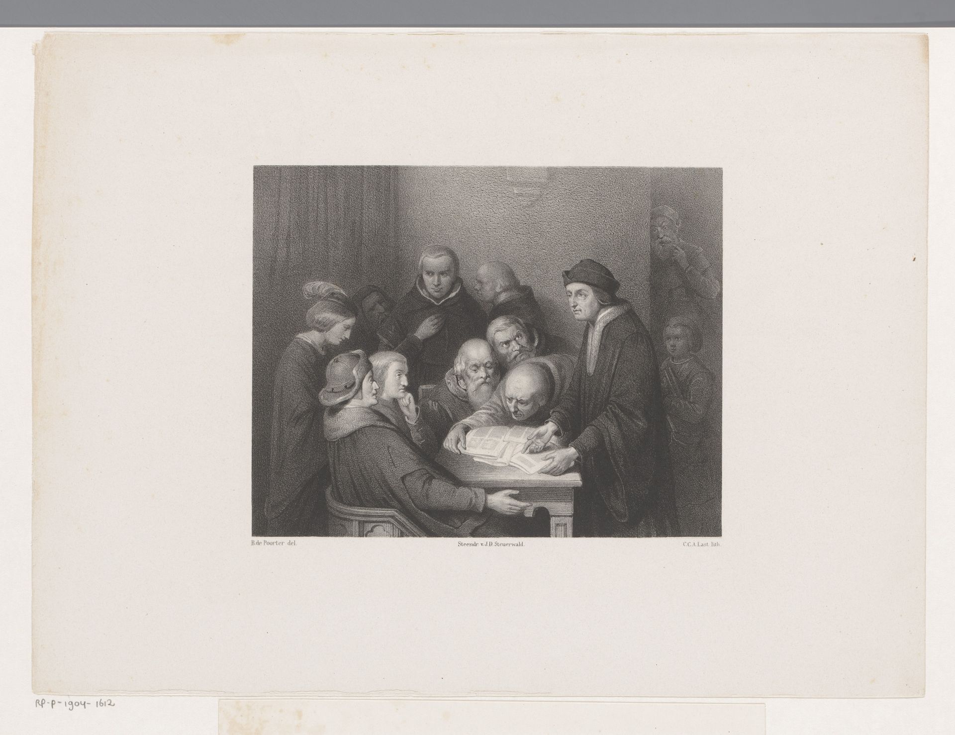Groep mannen rond een tafel met papieren by Carel Christiaan Antony Last