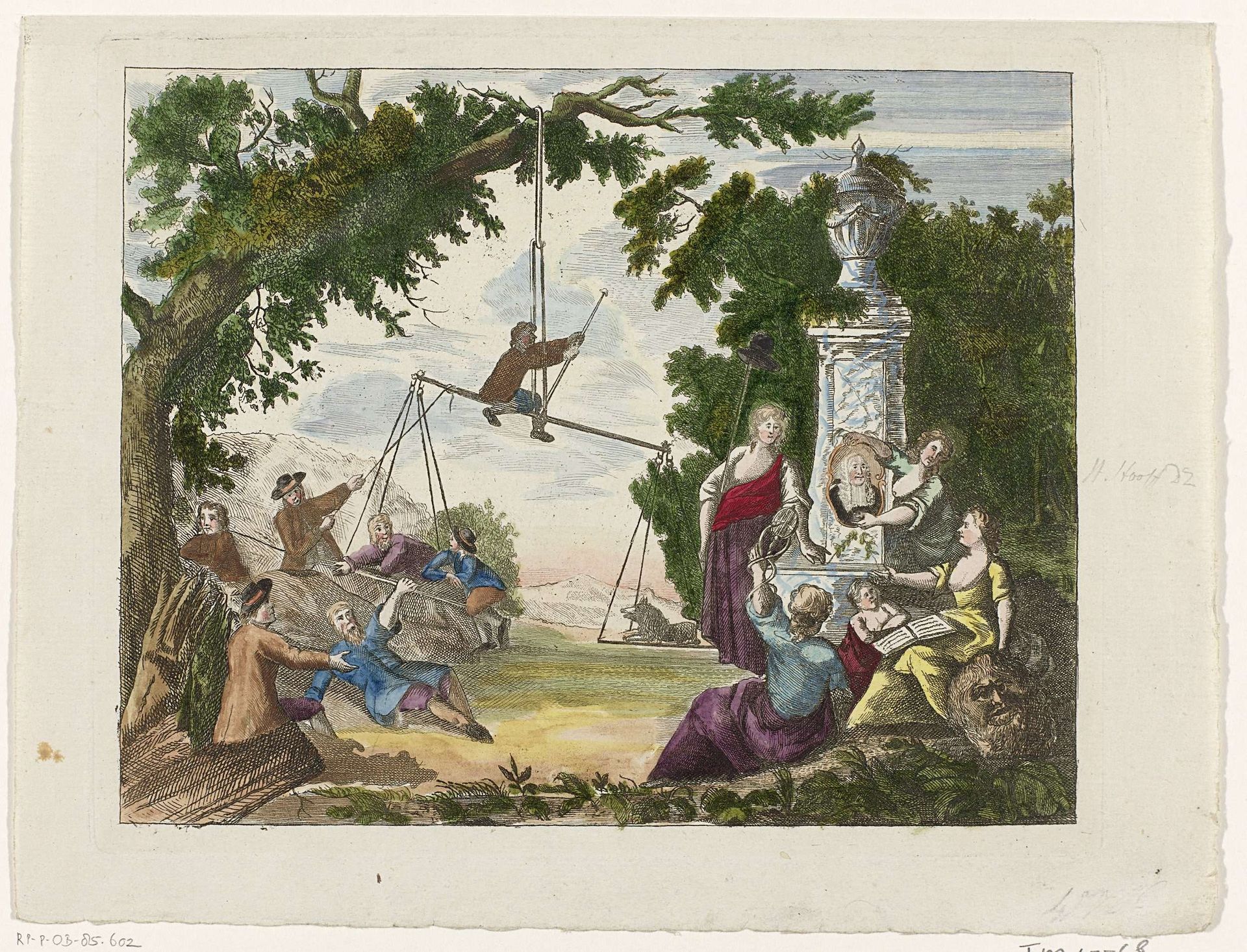 Keeshond en Oranjeklanten op de weegschaal, 1787 by Anonymous