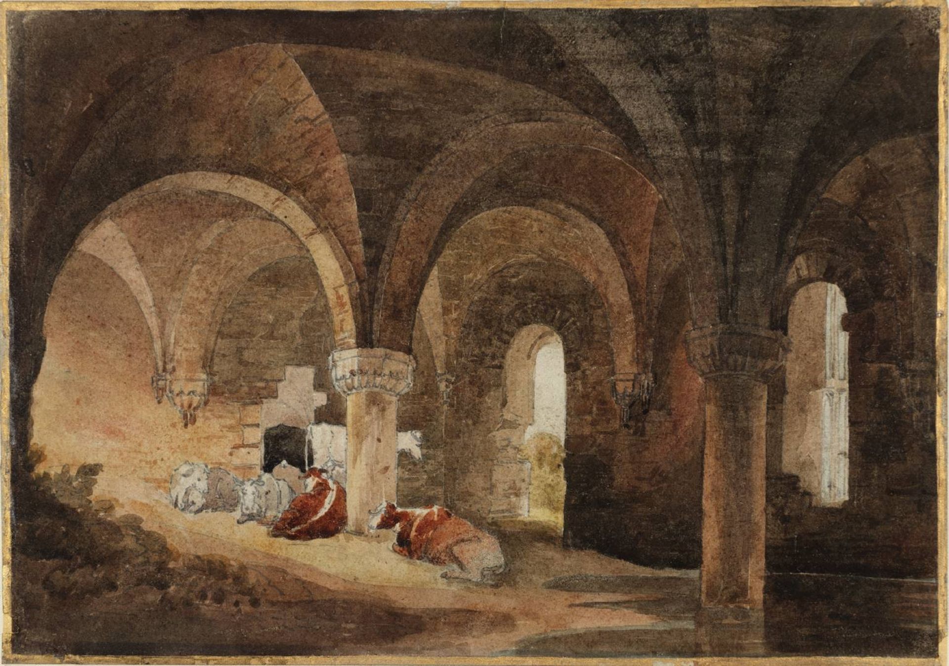 Crypt of Kirkstall Abbey (after J.M.W. Turner) by David Cox