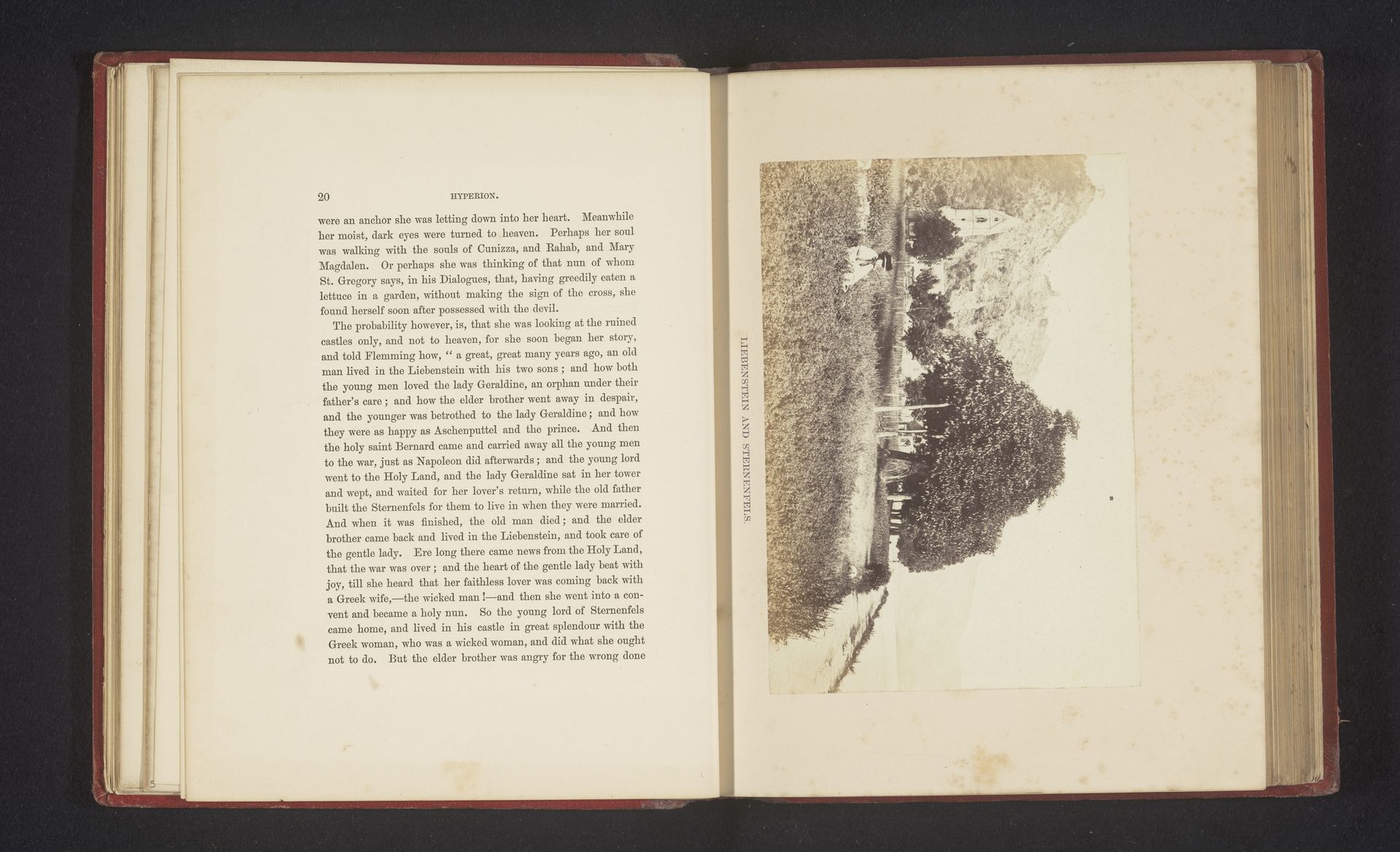 Gezicht op de oever van de Rijn en in de verte vermoedelijk Schloss Liebenstein by Francis Frith