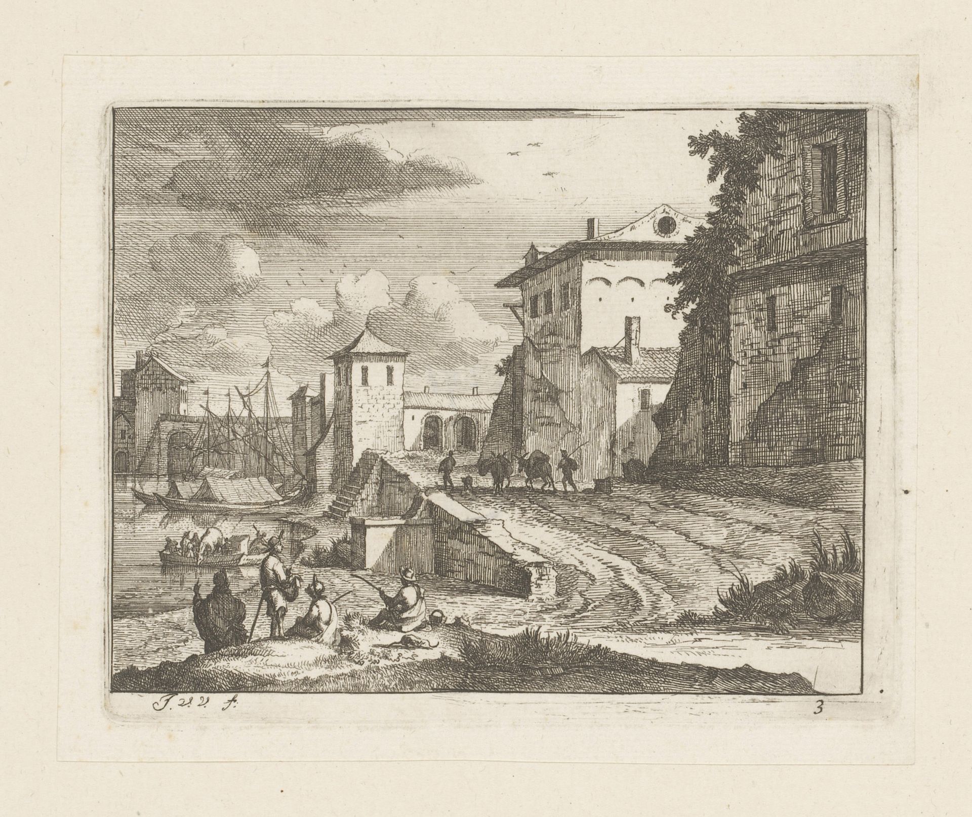 Kades van een Italiaanse haven by Jan Vincentsz. van der Vinne