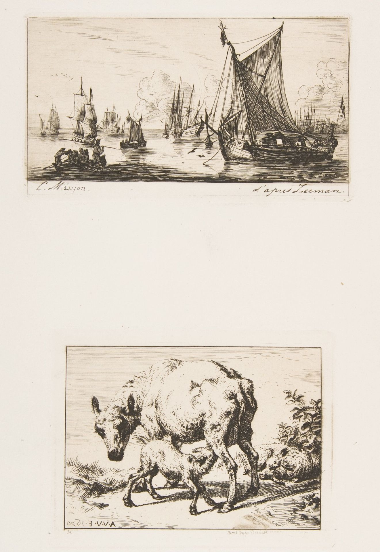 South Sea Fishers; Ewe with Two Lambs by Charles Meryon