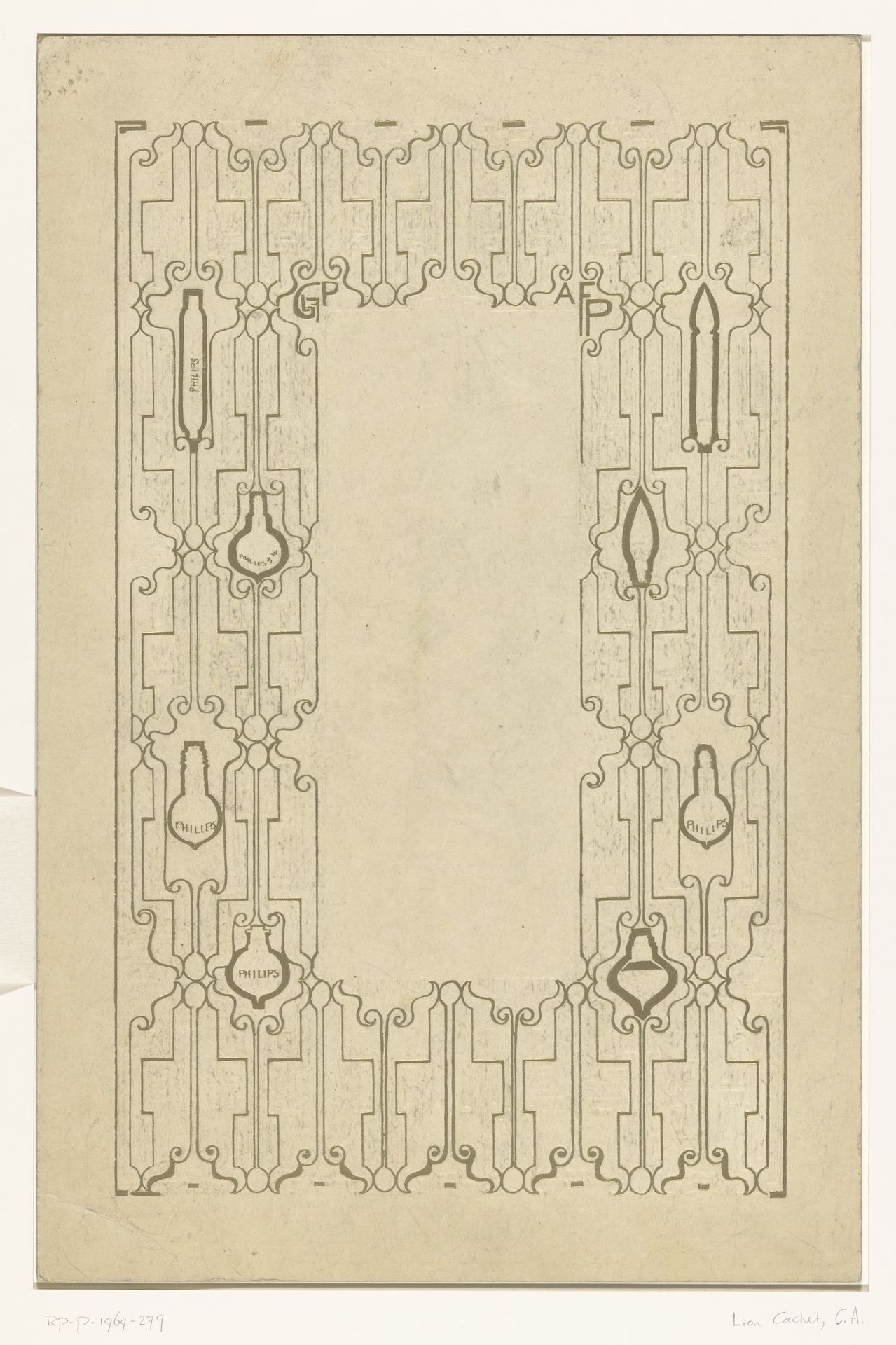 Handtekeningenblad ter gelegenheid van het vijfentwintigjarig jubileum van de N.V. Philips Gloeilampenfabrieken by Carel Adolph Lion Cachet