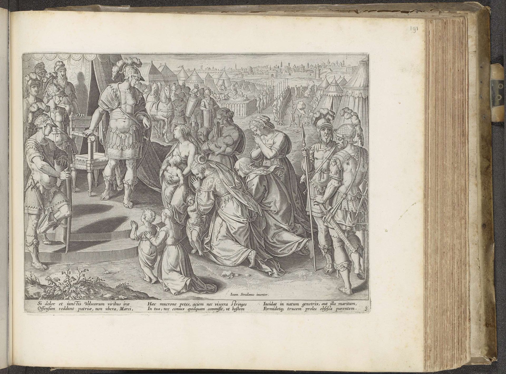 Veturia aan de voeten van Coriolanus by Theodoor Galle